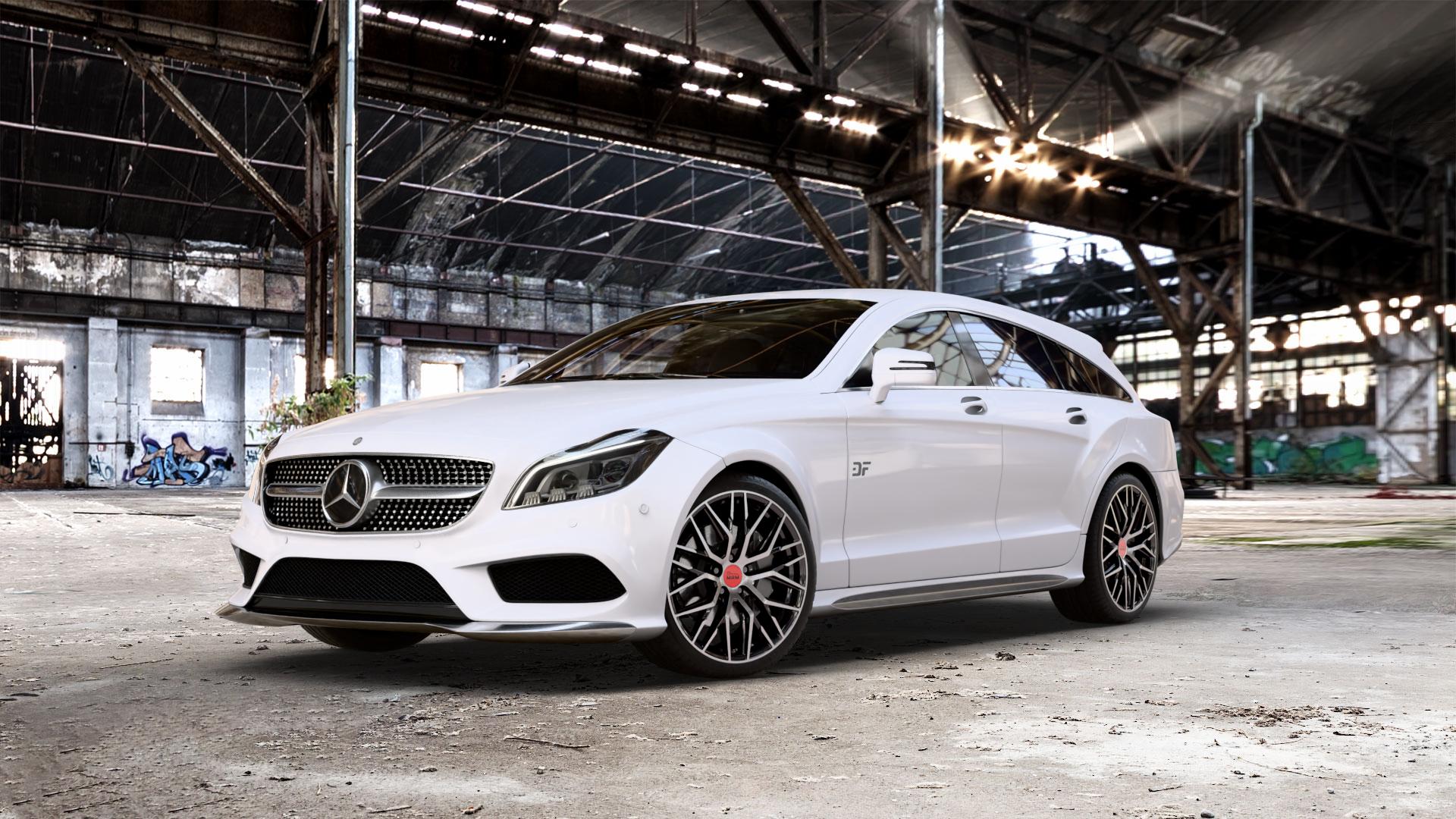 MAM RS4 BLACK FRONT POLISH Felge mit Reifen schwarz in 19Zoll Winterfelge Alufelge auf weissem Mercedes CLS Typ X218 Shooting Brake 2,1l 250 CDI 150kW (204 PS) 3,0l 350 195kW (265 4Matic 3,5l 225kW (306 4,7l 500 300kW (408 5,5l 63 AMG 410kW (557 4-Matic 43 ⬇️ mit 15mm Tieferlegung ⬇️ Old Industrial Hall_max_5300mm_2024 Frontansicht_1