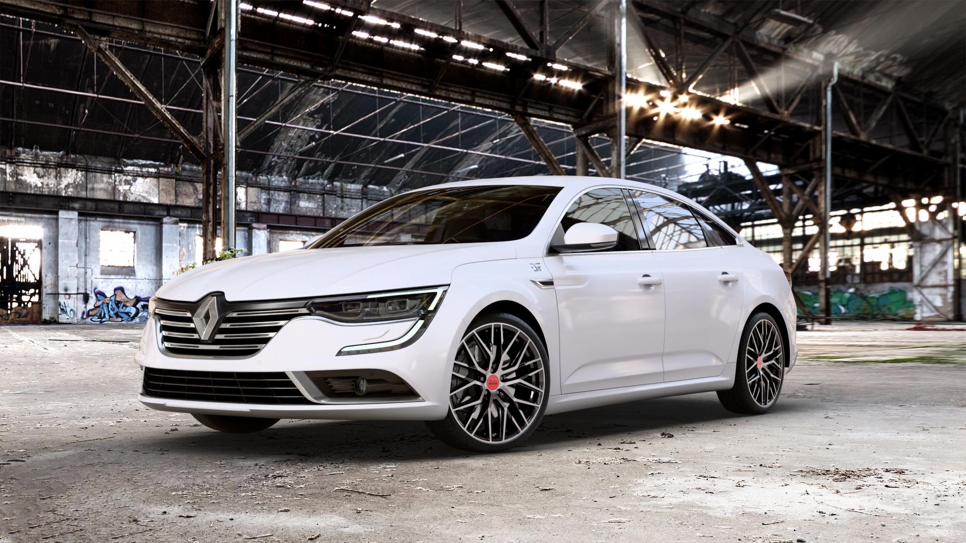 MAM RS4 BLACK FRONT POLISH Felge mit Reifen schwarz in 20Zoll Winterfelge Alufelge auf weissem Renault Talisman Typ RFD ⬇️ mit 15mm Tieferlegung ⬇️ Old Industrial Hall_max_5300mm_2024 Frontansicht_1
