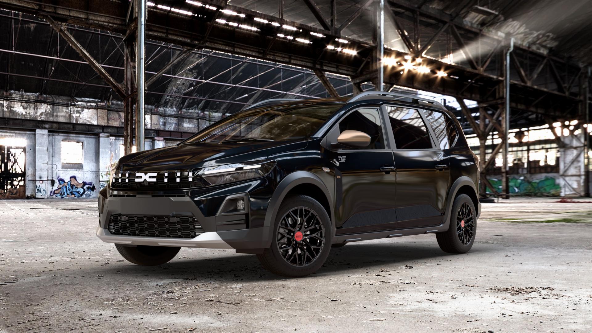 MAM RS4 BLACK PAINTED Felge mit Reifen schwarz in 16Zoll Winterfelge Alufelge auf schwarzem Dacia Jogger Typ DJF Facelift ⬇️ mit 15mm Tieferlegung ⬇️ Old Industrial Hall_max_5300mm_2024 Frontansicht_1