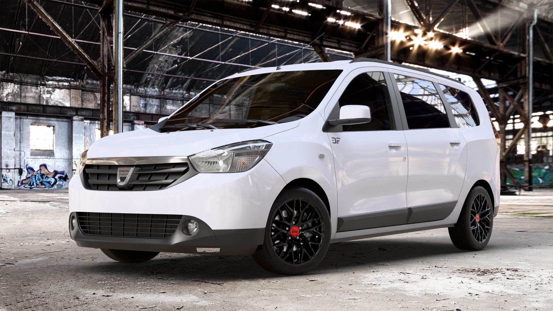 MAM RS4 BLACK PAINTED Felge mit Reifen schwarz in 16Zoll Winterfelge Alufelge auf weissem Dacia Lodgy Typ SD 1,6l MPI 61kW (83 PS) 1,2l TCe 85kW (116 1,5l dCi 66kW (90 79kW (107 80kW (109 75kW (102 LPG ⬇️ mit 15mm Tieferlegung ⬇️ Old Industrial Hall_max_4400mm_2024 Frontansicht_1