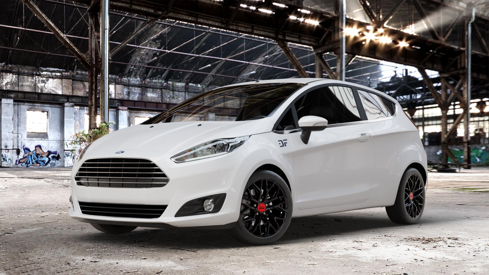 MAM RS4 BLACK PAINTED Felge mit Reifen schwarz in 16Zoll Winterfelge Alufelge auf weissem Ford Fiesta VI Typ JA8 Facelift ⬇️ mit 15mm Tieferlegung ⬇️ Old Industrial Hall_max_4400mm_2024 Frontansicht_1