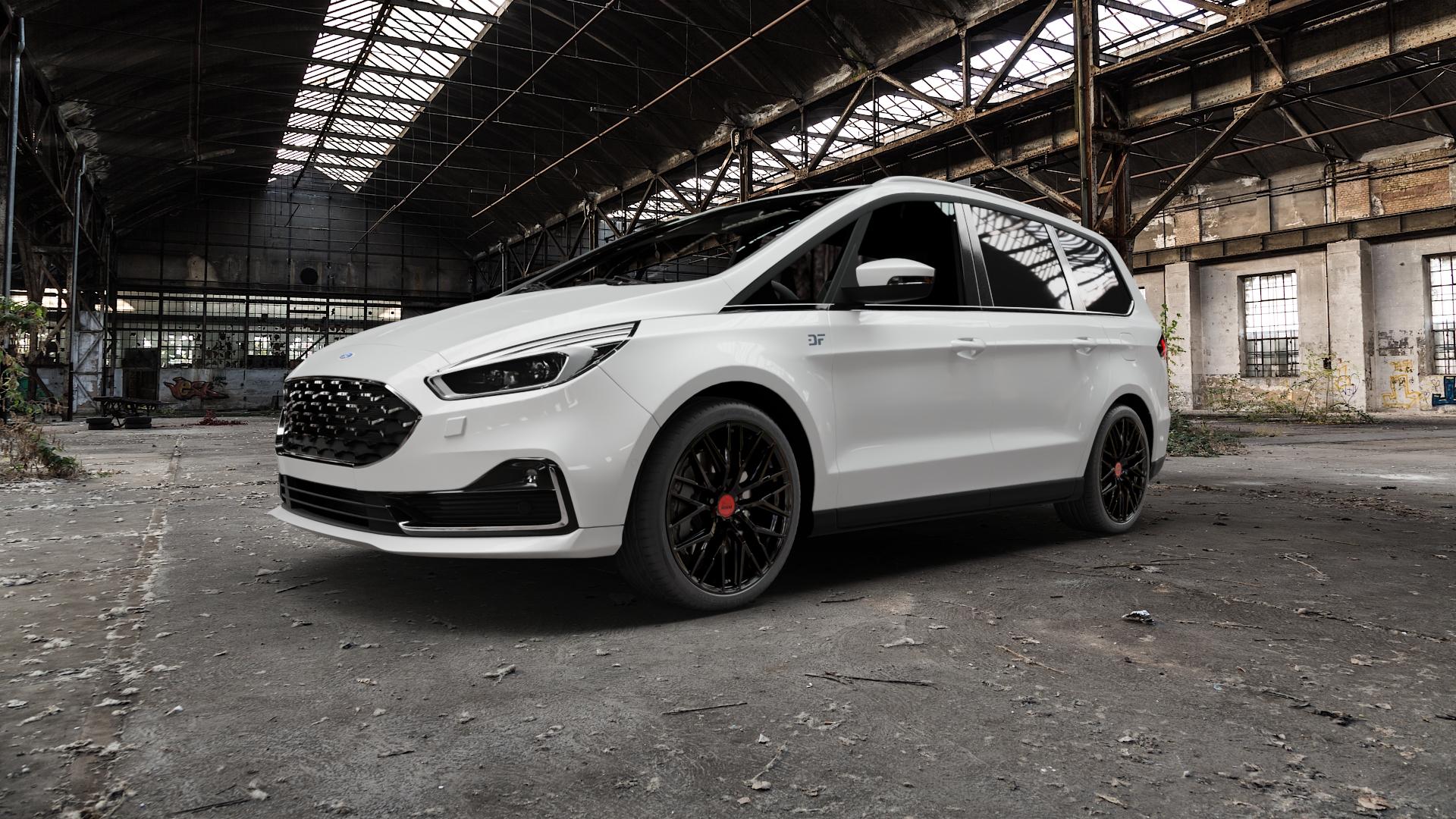 MAM RS4 BLACK PAINTED Felge mit Reifen schwarz in 20Zoll Winterfelge Alufelge auf weissem Ford Galaxy V Typ WAH6 ⬇️ mit 15mm Tieferlegung ⬇️ Old Industrial Hall_max5000mm_2022 Frontansicht_1
