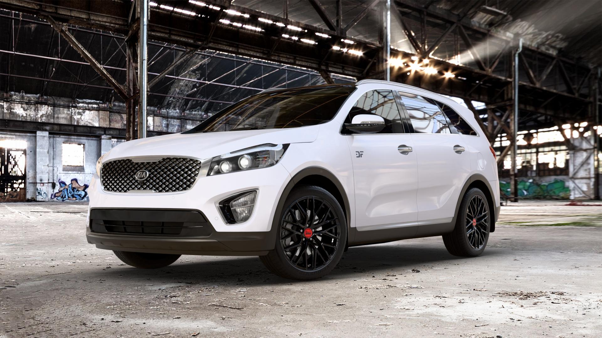 MAM RS4 BLACK PAINTED Felge mit Reifen schwarz in 20Zoll Winterfelge Alufelge auf weissem Kia Sorento III Typ UM ⬇️ mit 15mm Tieferlegung ⬇️ Old Industrial Hall_max_5300mm_2024 Frontansicht_1