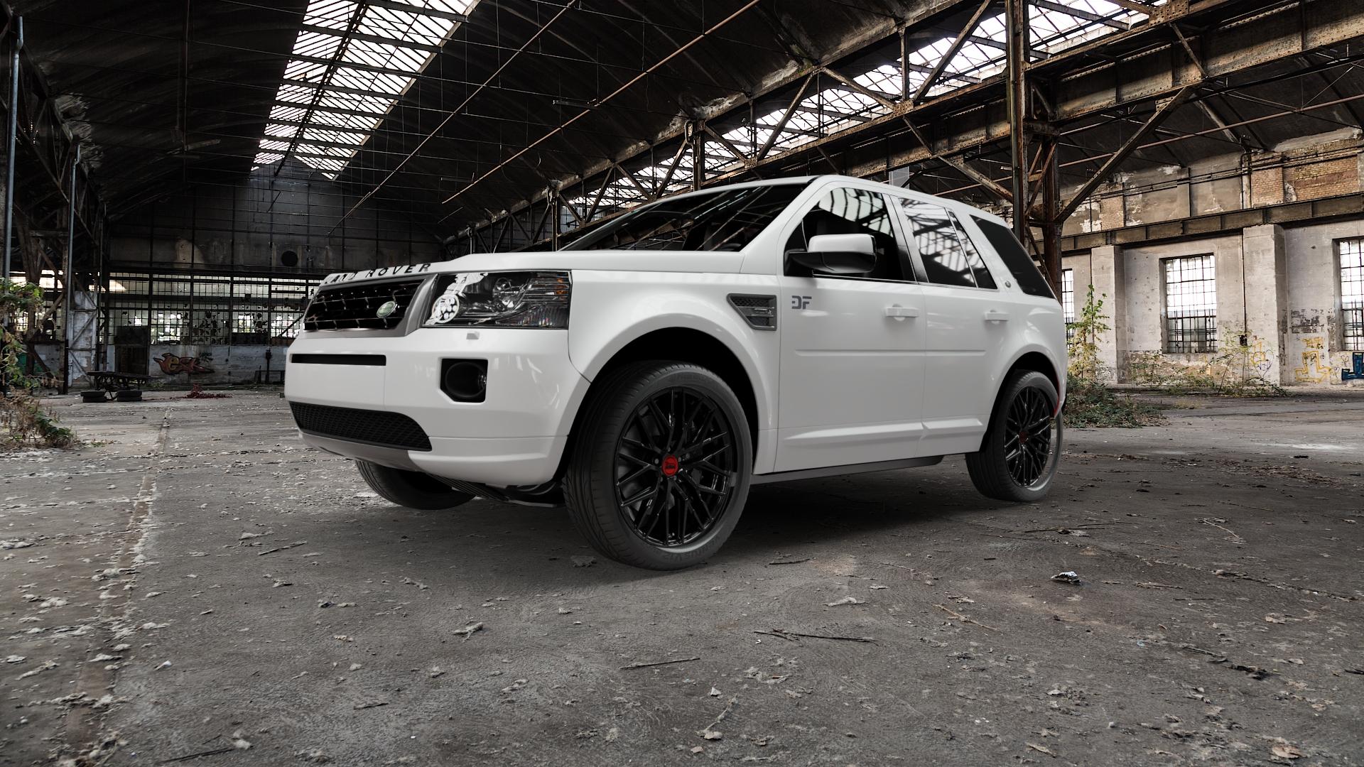 MAM RS4 BLACK PAINTED Felge mit Reifen schwarz in 20Zoll Winterfelge Alufelge auf weissem Land Rover Freelander II Typ LF ⬇️ mit 15mm Tieferlegung ⬇️ Old Industrial Hall_max5000mm_2022 Frontansicht_1