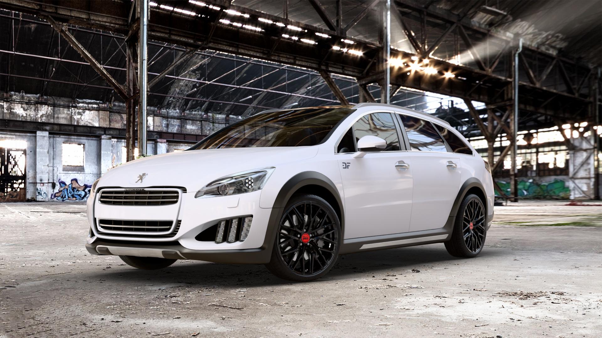 MAM RS4 BLACK PAINTED Felge mit Reifen schwarz in 20Zoll Winterfelge Alufelge auf weissem Peugeot 508 Typ 8 RXH Facelift ⬇️ mit 15mm Tieferlegung ⬇️ Old Industrial Hall_max_5300mm_2024 Frontansicht_1
