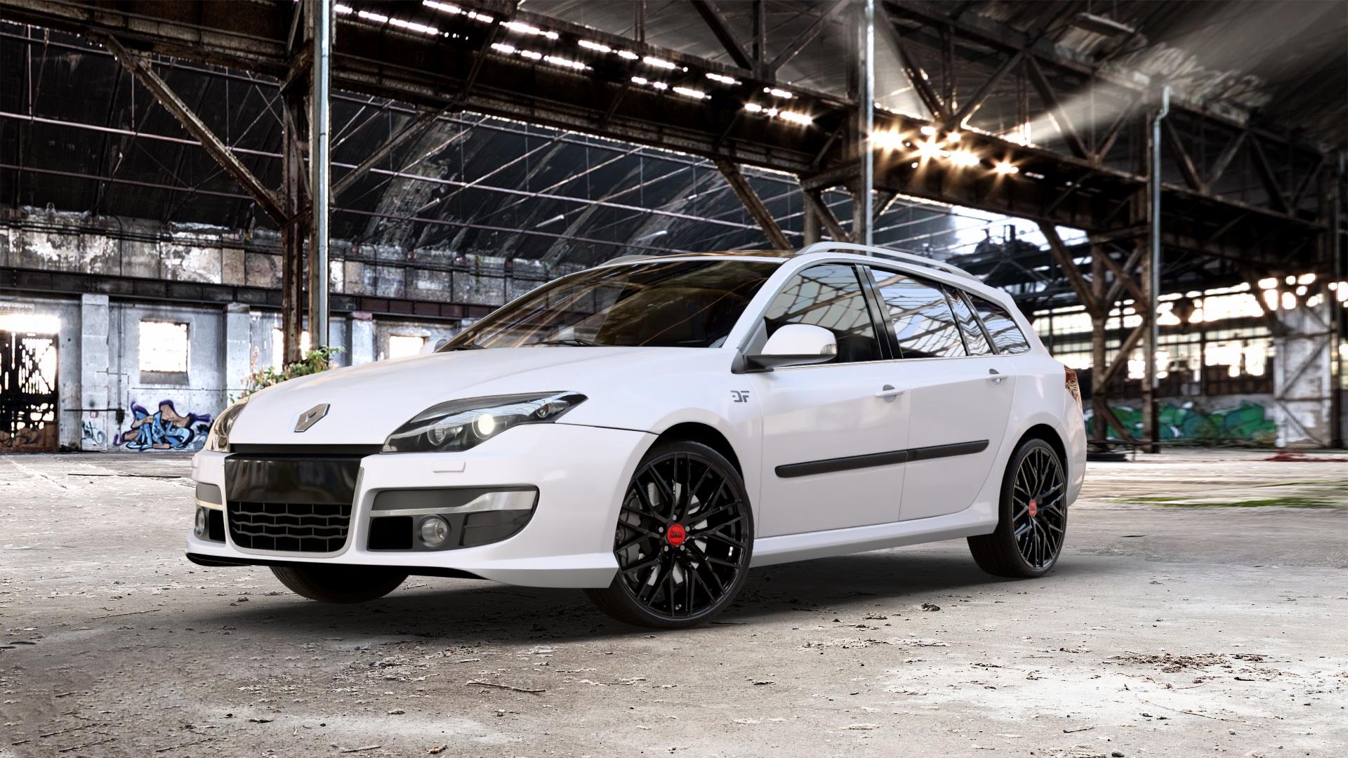 MAM RS4 BLACK PAINTED Felge mit Reifen schwarz in 20Zoll Winterfelge Alufelge auf weissem Renault Laguna III Grandtour Typ T ⬇️ mit 15mm Tieferlegung ⬇️ Old Industrial Hall_max_5300mm_2024 Frontansicht_1