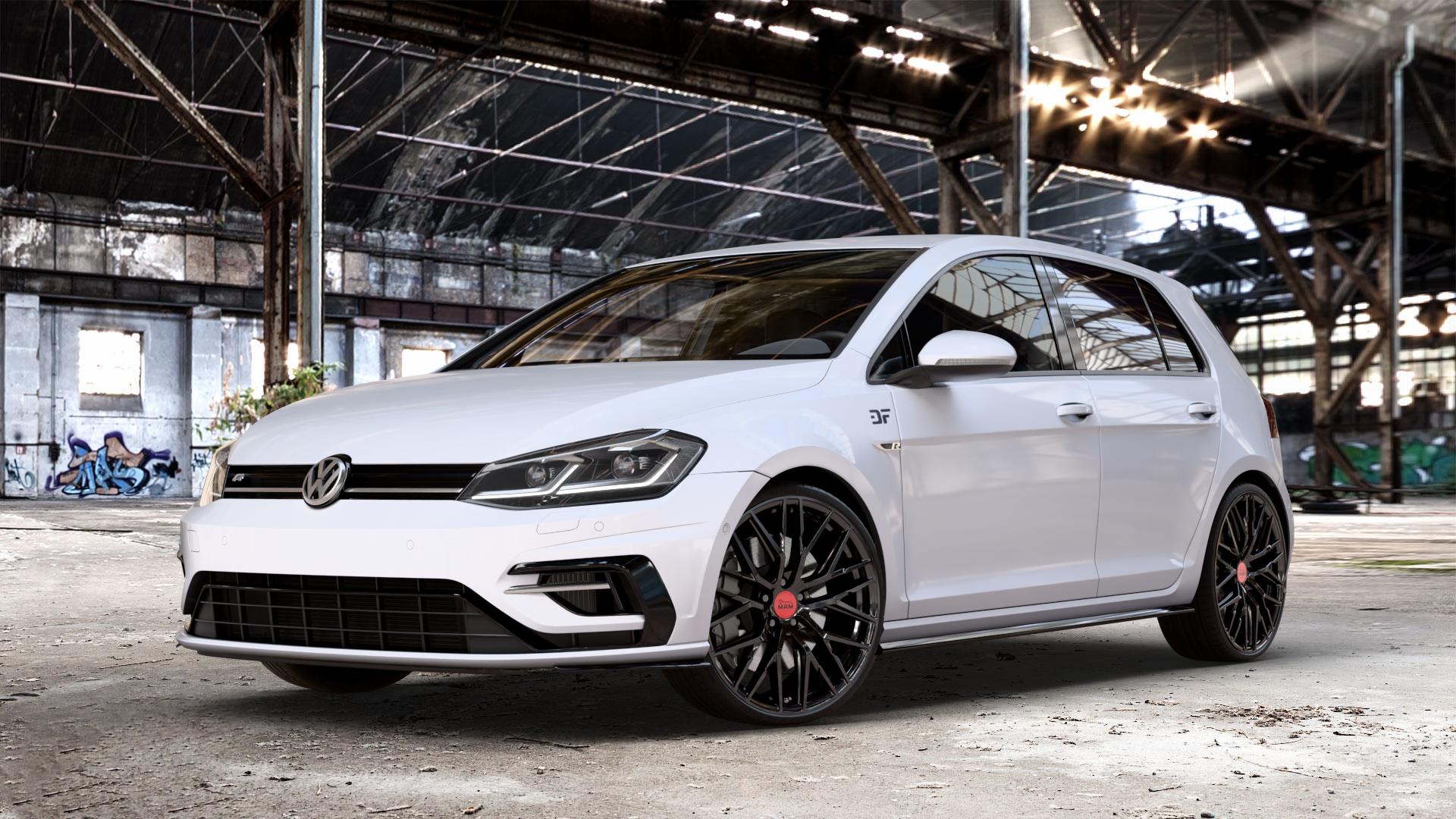 MAM RS4 BLACK PAINTED Felge mit Reifen schwarz in 20Zoll Winterfelge Alufelge auf weissem unilack Volkswagen (VW) Golf 7 Facelift 2,0l R 4Motion 228kW (310 PS) 213kW (290 221kW (300 ⬇️ mit 15mm Tieferlegung ⬇️ Old Industrial Hall_max_4400mm_2024 Frontansicht_1