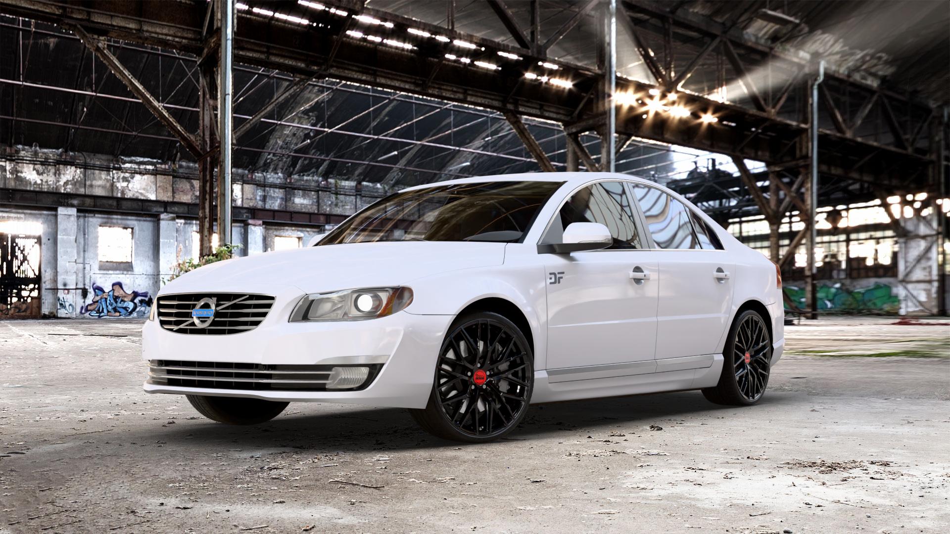 MAM RS4 BLACK PAINTED Felge mit Reifen schwarz in 20Zoll Winterfelge Alufelge auf weissem Volvo S80 II Typ A ⬇️ mit 15mm Tieferlegung ⬇️ Old Industrial Hall_max_5300mm_2024 Frontansicht_1