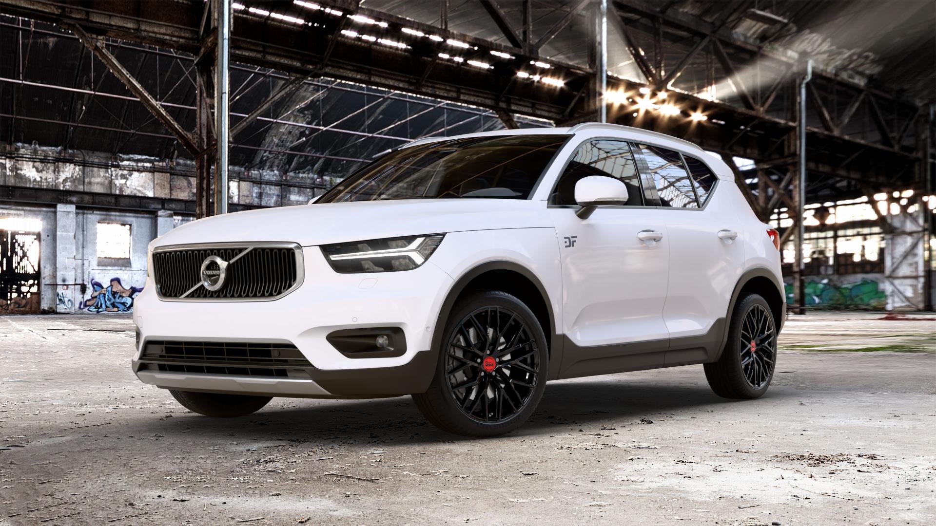 MAM RS4 BLACK PAINTED Felge mit Reifen schwarz in 20Zoll Winterfelge Alufelge auf weissem Volvo XC40 Typ X ⬇️ mit 15mm Tieferlegung ⬇️ Old Industrial Hall_max_5300mm_2024 Frontansicht_1