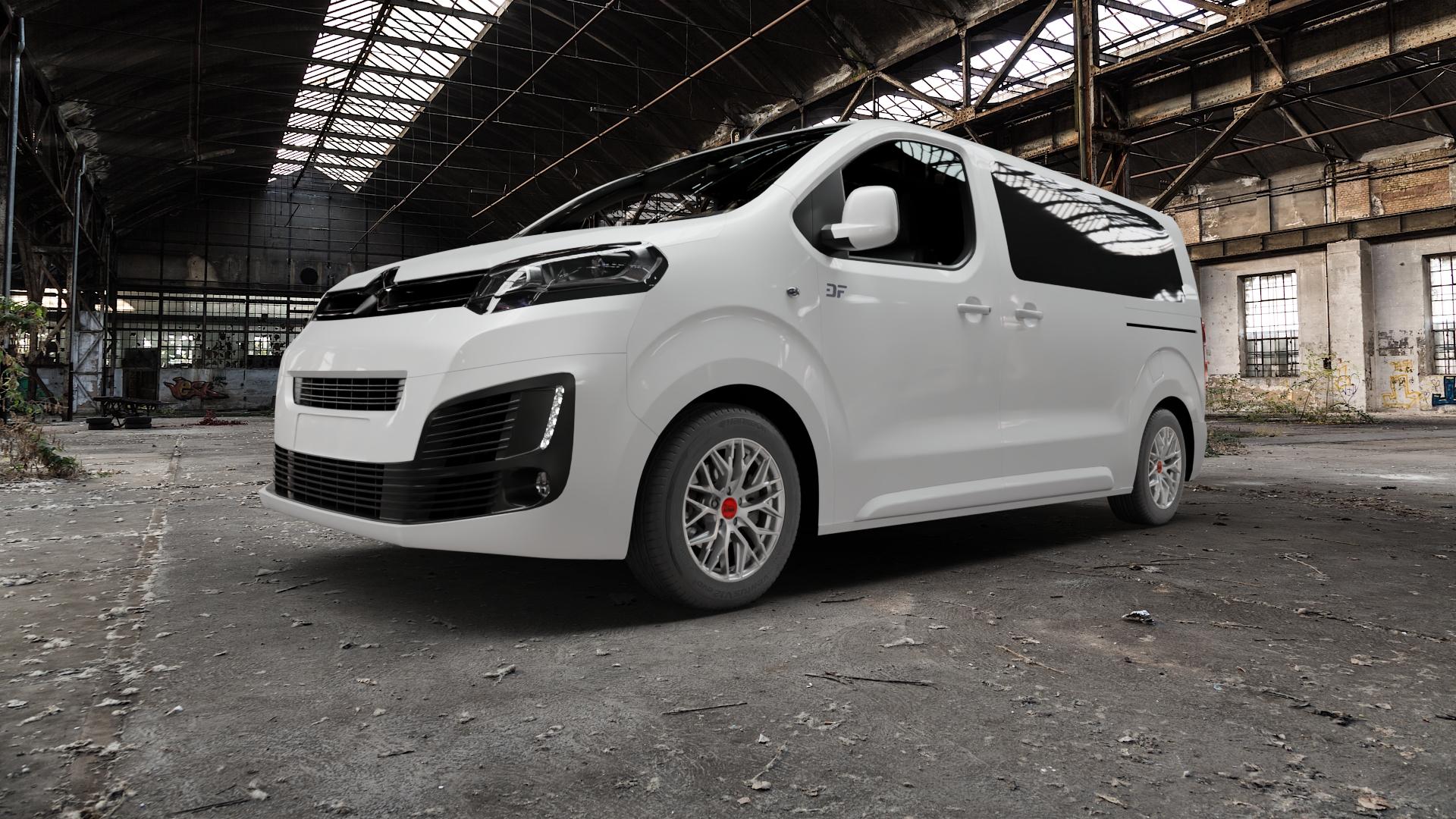 MAM RS4 MATT SILVER PAINTED Felge mit Reifen silber in 16Zoll Winterfelge Alufelge auf weissem Citroen SpaceTourer Typ V Jumpy 3 (16-) ⬇️ mit 15mm Tieferlegung ⬇️ Old Industrial Hall_max5000mm_2022 Frontansicht_1