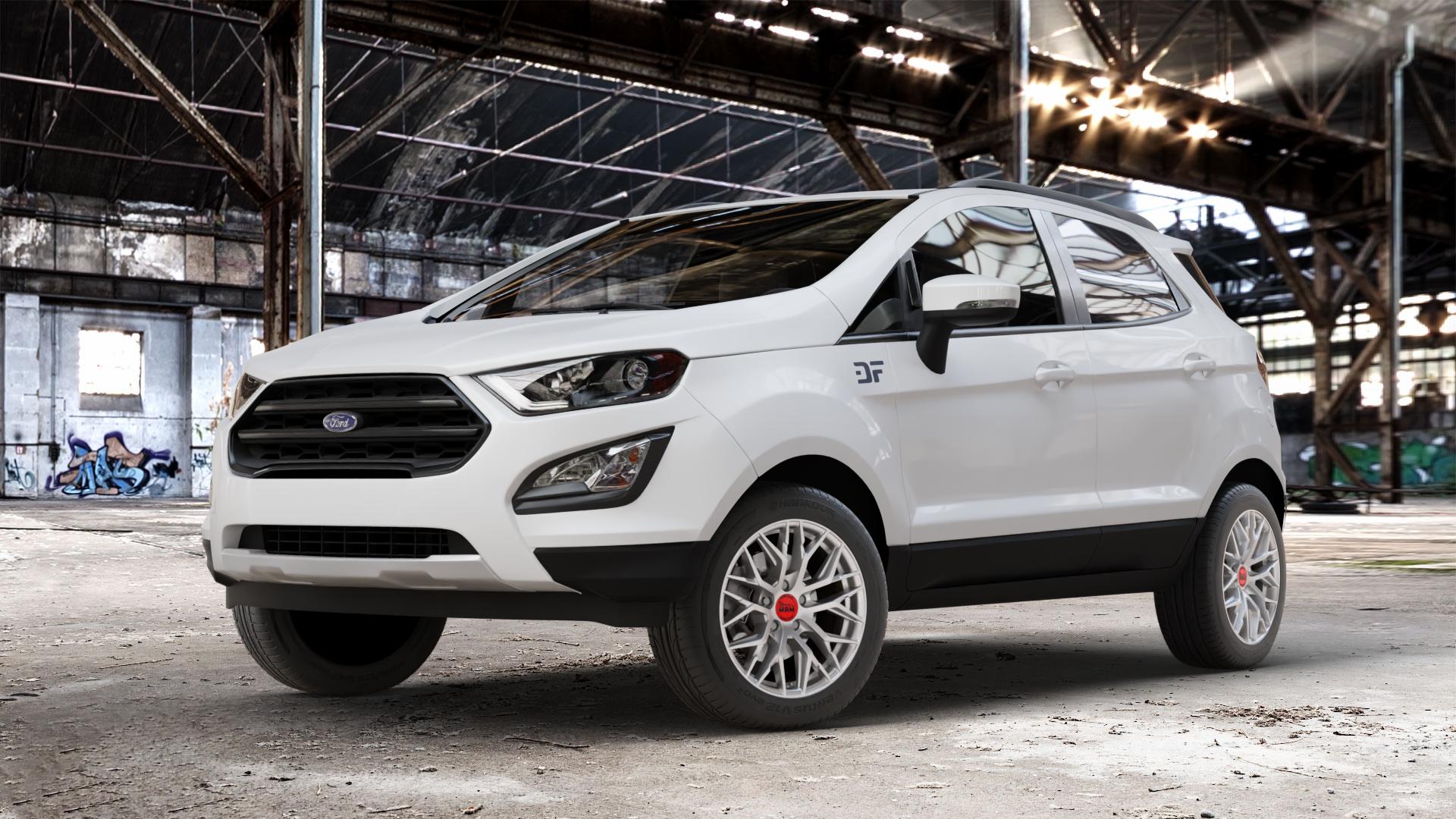 MAM RS4 MATT SILVER PAINTED Felge mit Reifen silber in 16Zoll Winterfelge Alufelge auf weissem Ford EcoSport Typ JK8 Facelift ⬇️ mit 15mm Tieferlegung ⬇️ Old Industrial Hall_max_4400mm_2024 Frontansicht_1