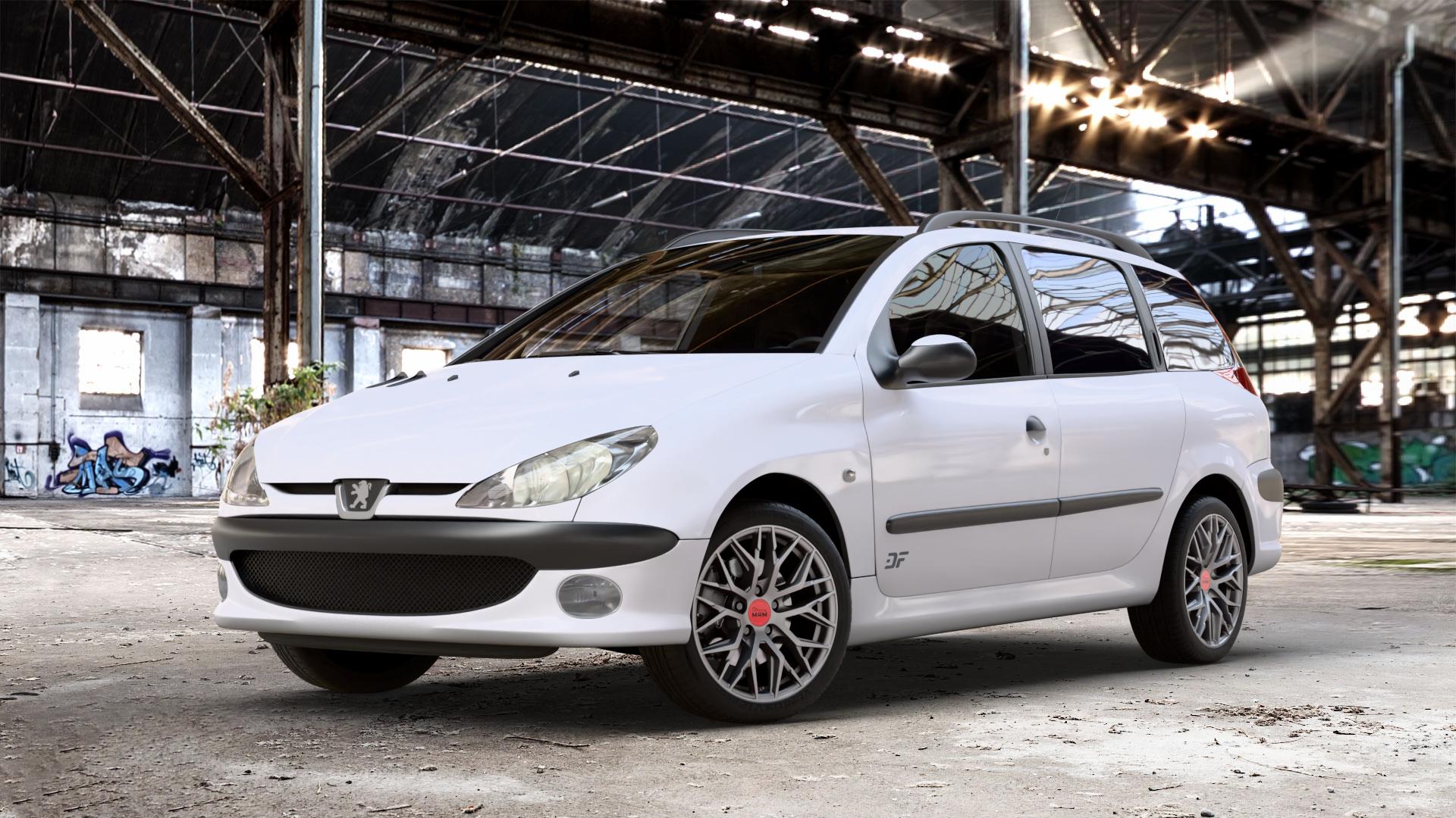 MAM RS4 MATT SILVER PAINTED Felge mit Reifen silber in 16Zoll Winterfelge Alufelge auf weissem Peugeot 206 SW 1,4l 55kW (75 PS) 65kW (88 1,6l 80kW (109 2,0l 100kW (136 HDi 66kW (90 50kW (68 1,1l 44kW (60 ⬇️ mit 15mm Tieferlegung ⬇️ Old Industrial Hall_max_4400mm_2024 Frontansicht_1