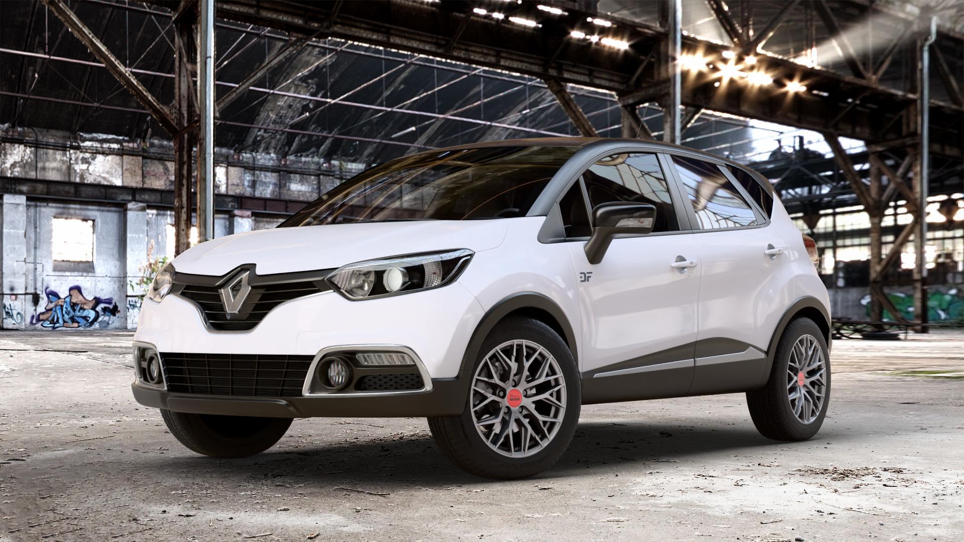 MAM RS4 MATT SILVER PAINTED Felge mit Reifen silber in 16Zoll Winterfelge Alufelge auf weissem Renault Captur Typ R 0,9l TCe 90 66kW (90 PS) 1,2l 120 EDC 88kW (120 1,5l dCi 110 81kW (110 87kW (118 ⬇️ mit 15mm Tieferlegung ⬇️ Old Industrial Hall_max_4400mm_2024 Frontansicht_1