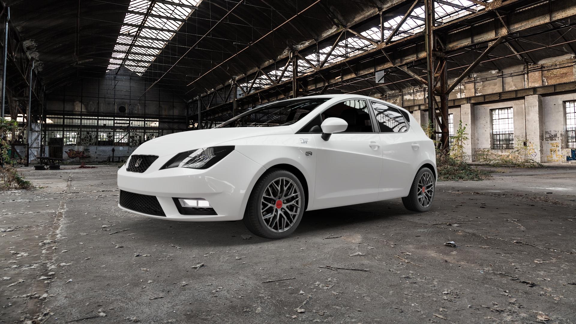 MAM RS4 MATT SILVER PAINTED Felge mit Reifen silber in 16Zoll Winterfelge Alufelge auf weissem Seat Ibiza IV Typ 6J Facelift ⬇️ mit 15mm Tieferlegung ⬇️ Old Industrial Hall_max5000mm_2022 Frontansicht_1