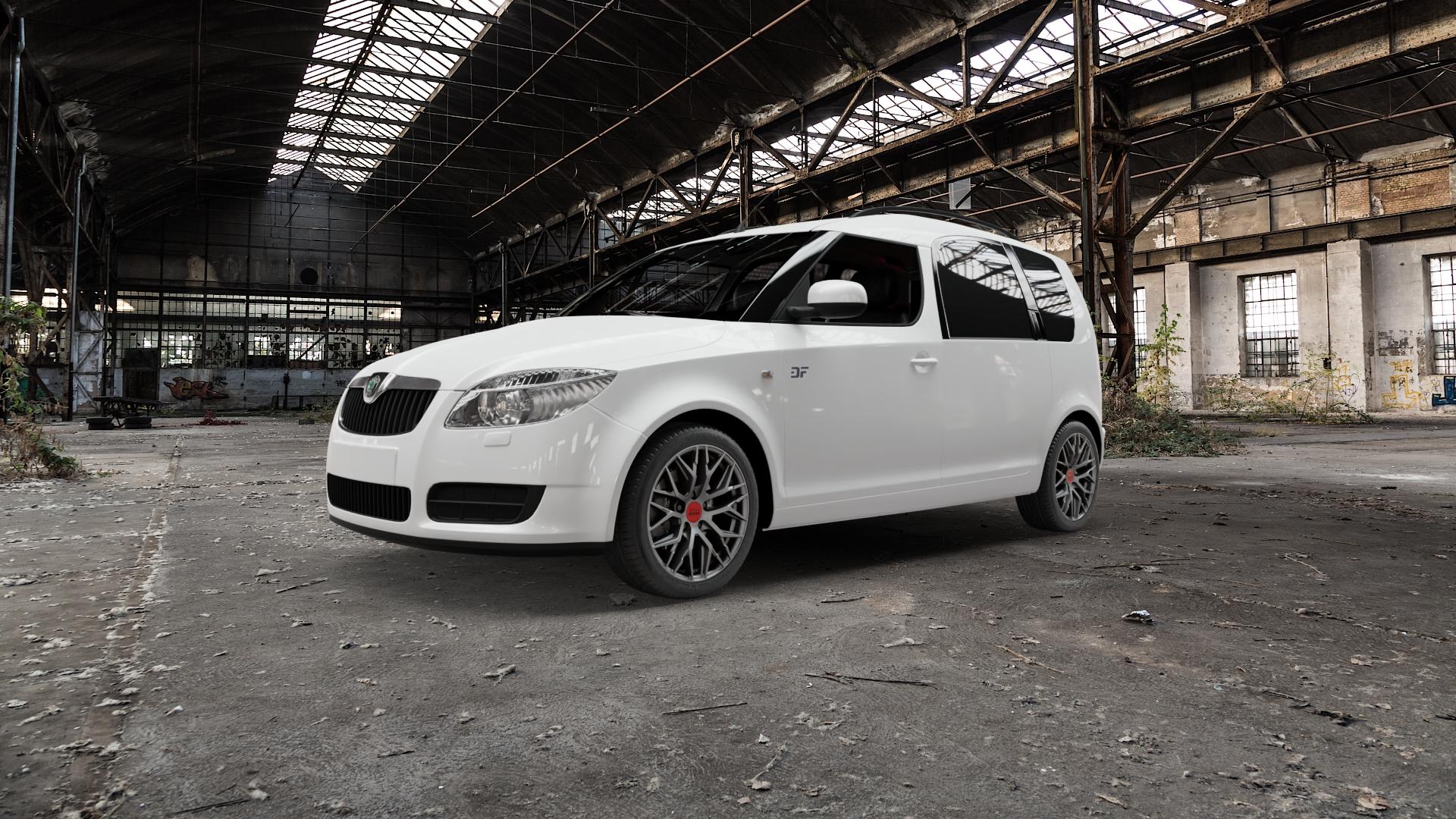 MAM RS4 MATT SILVER PAINTED Felge mit Reifen silber in 16Zoll Winterfelge Alufelge auf weissem Skoda Roomster Typ 5J 1,2l 47kW (64 PS) 1,4l TDI 51kW (69 59kW (80 1,6l 16V 77kW (105 1,9l ⬇️ mit 15mm Tieferlegung ⬇️ Old Industrial Hall_max5000mm_2022 Frontansicht_1