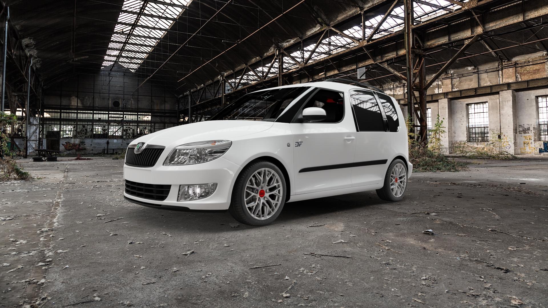 MAM RS4 MATT SILVER PAINTED Felge mit Reifen silber in 16Zoll Winterfelge Alufelge auf weissem Skoda Roomster Typ 5J 1,2l 51kW (69 PS) 1,4l 63kW (86 TDI 55kW (75 TSI 77kW (105 1,6l 66kW (90 ⬇️ mit 15mm Tieferlegung ⬇️ Old Industrial Hall_max5000mm_2022 Frontansicht_1