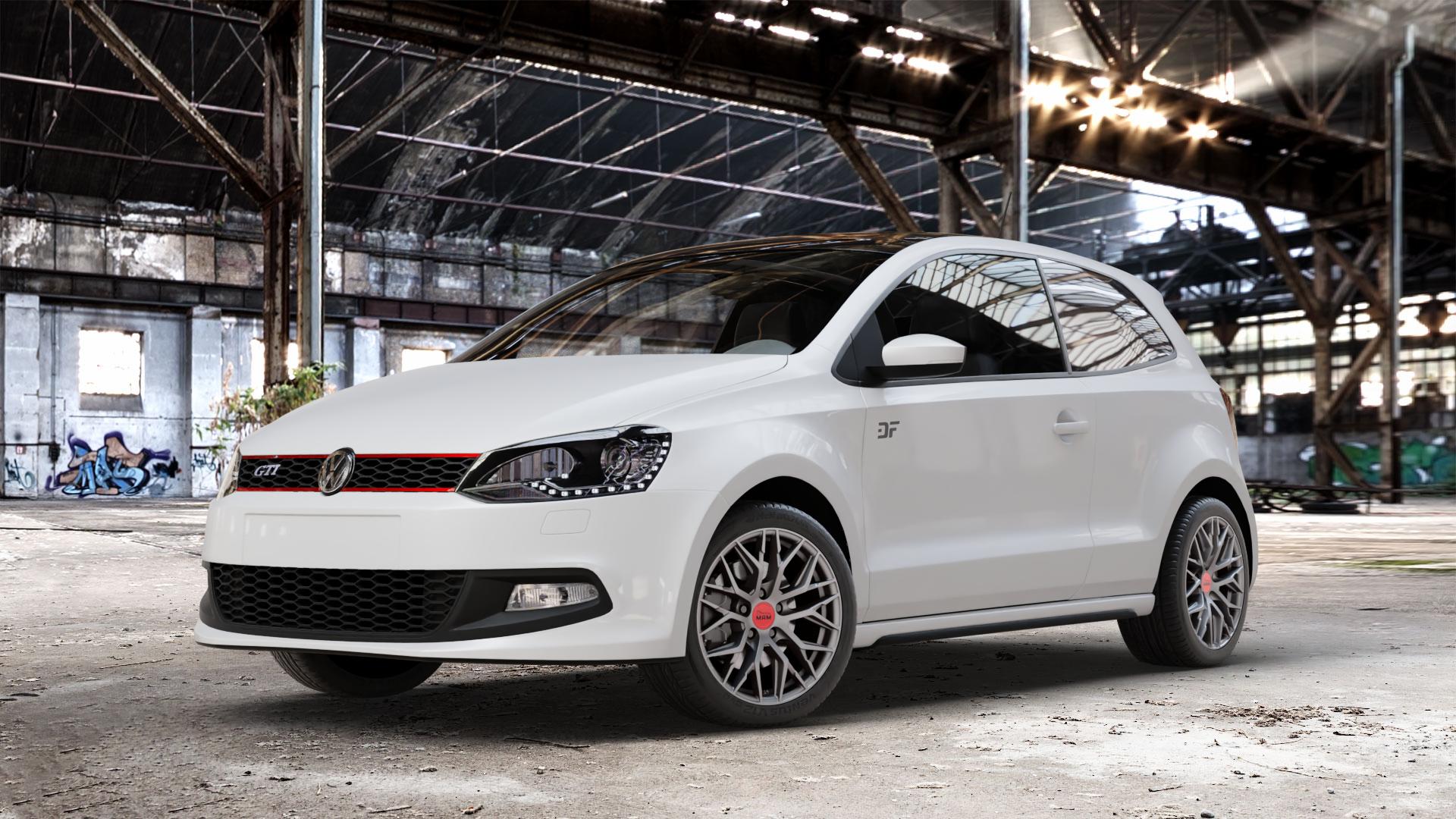MAM RS4 MATT SILVER PAINTED Felge mit Reifen silber in 16Zoll Winterfelge Alufelge auf weissem Volkswagen (VW) Polo V Typ 6R 1,4l TSI GTI 132kW (179 PS) ⬇️ mit 15mm Tieferlegung ⬇️ Old Industrial Hall_max_4400mm_2024 Frontansicht_1
