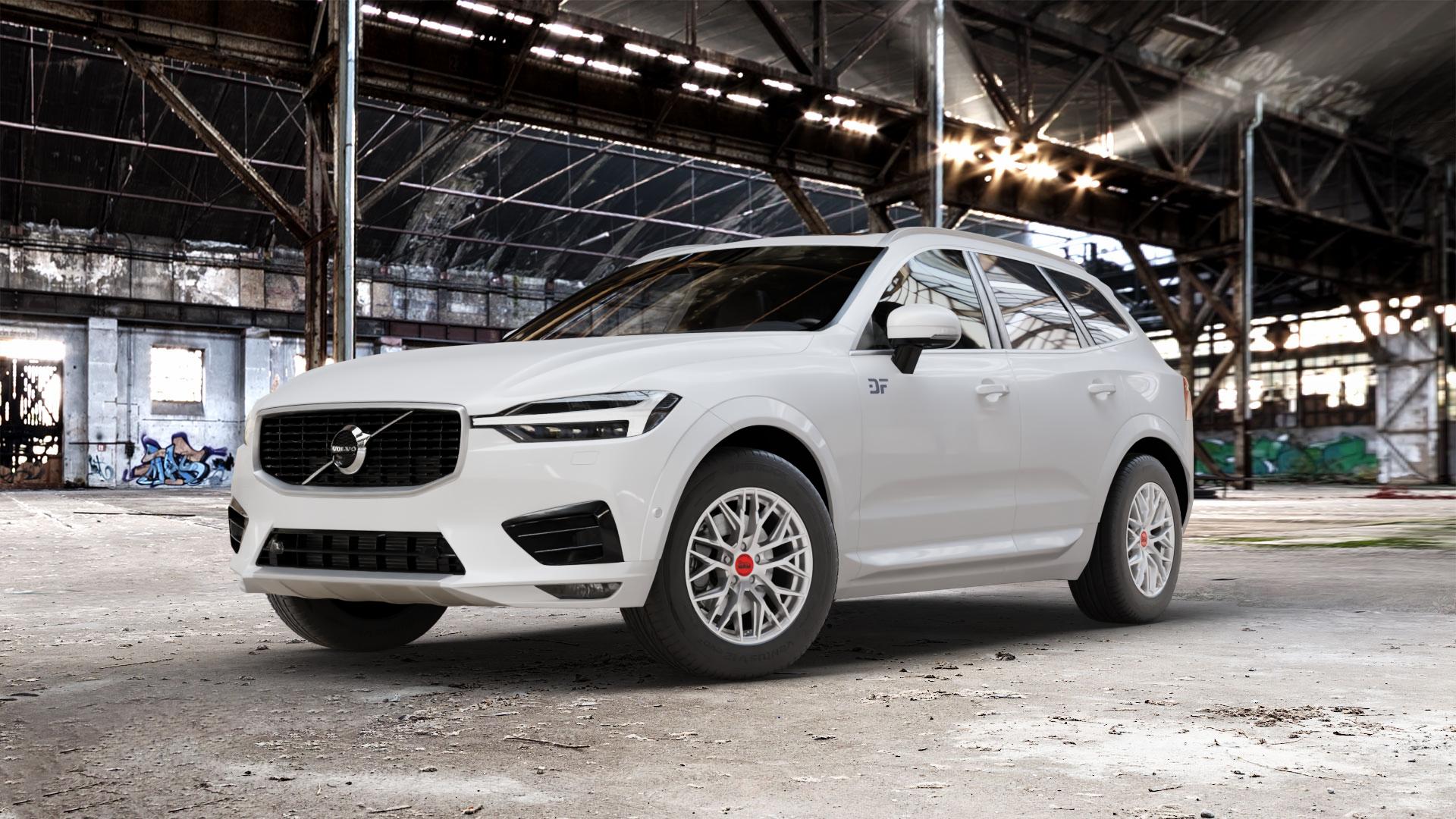 MAM RS4 MATT SILVER PAINTED Felge mit Reifen silber in 17Zoll Winterfelge Alufelge auf weissem Volvo XC60 Typ U ⬇️ mit 15mm Tieferlegung ⬇️ Old Industrial Hall_max_5300mm_2024 Frontansicht_1