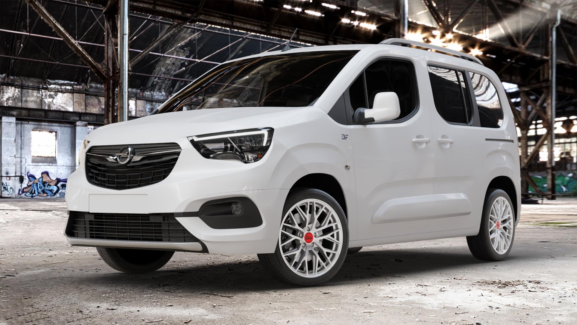 MAM RS4 MATT SILVER PAINTED Felge mit Reifen silber in 18Zoll Winterfelge Alufelge auf weissem Opel Combo E Life ⬇️ mit 15mm Tieferlegung ⬇️ Old Industrial Hall_max_4400mm_2024 Frontansicht_1
