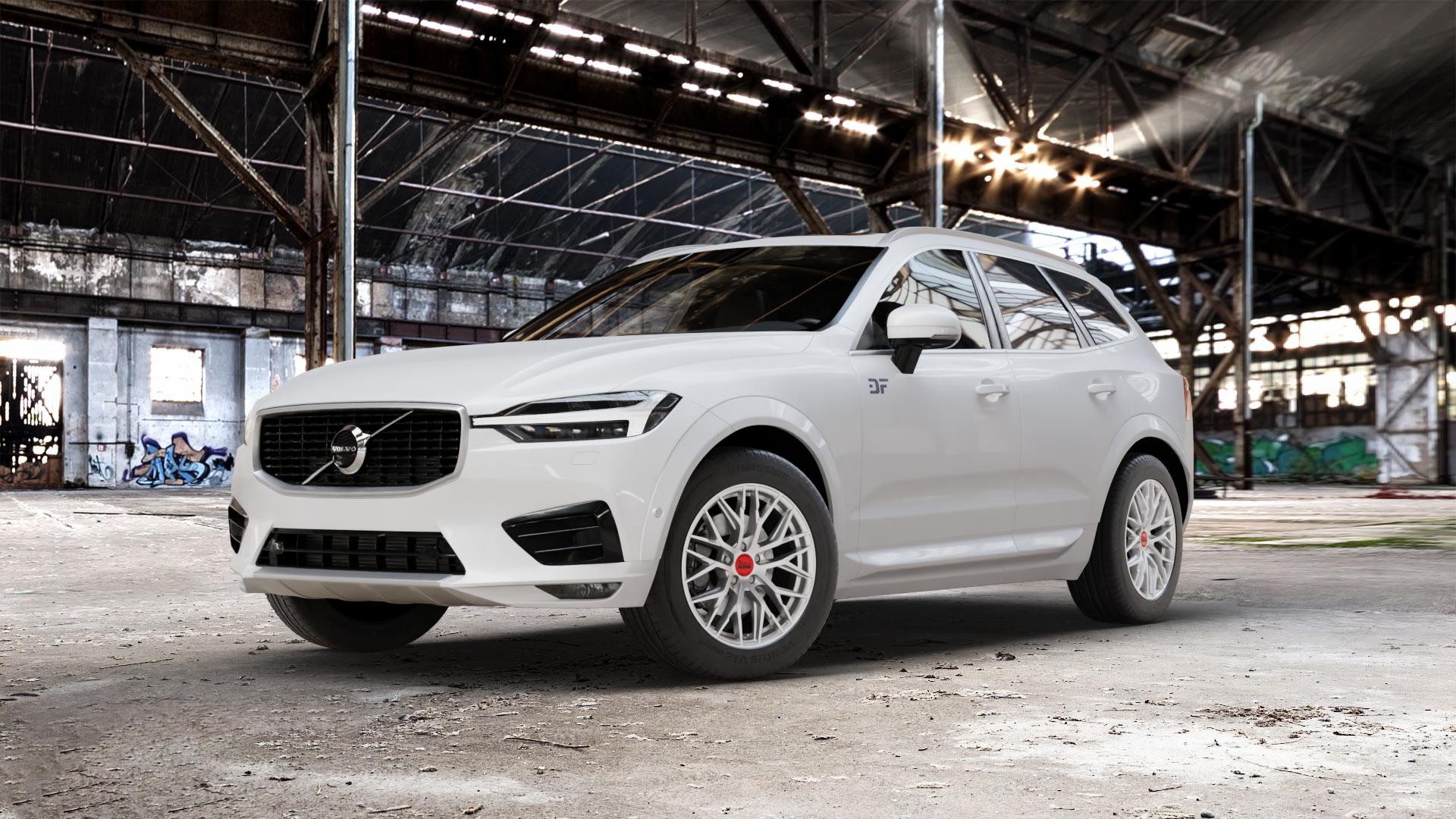 MAM RS4 MATT SILVER PAINTED Felge mit Reifen silber in 18Zoll Winterfelge Alufelge auf weissem Volvo XC60 Typ U ⬇️ mit 15mm Tieferlegung ⬇️ Old Industrial Hall_max_5300mm_2024 Frontansicht_1