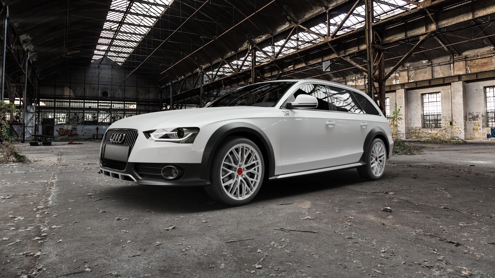 MAM RS4 MATT SILVER PAINTED Felge mit Reifen silber in 19Zoll Winterfelge Alufelge auf weissem Audi A4 Typ 8KH/B8 Allroad Facelift ⬇️ mit 15mm Tieferlegung ⬇️ Old Industrial Hall_max5000mm_2022 Frontansicht_1