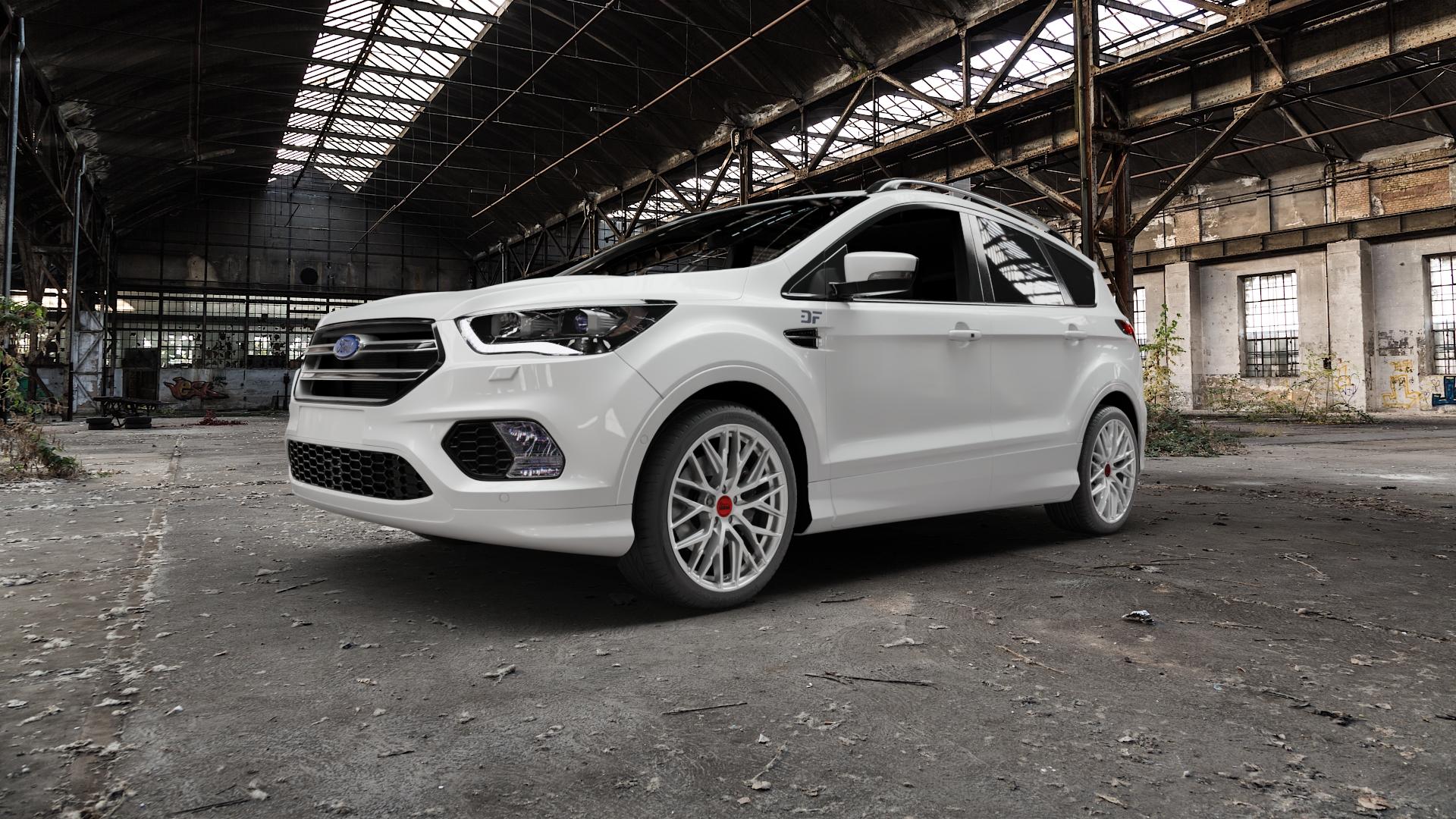 MAM RS4 MATT SILVER PAINTED Felge mit Reifen silber in 19Zoll Winterfelge Alufelge auf weissem Ford Kuga II Facelift (15->) (17->) ⬇️ mit 15mm Tieferlegung ⬇️ Old Industrial Hall_max5000mm_2022 Frontansicht_1