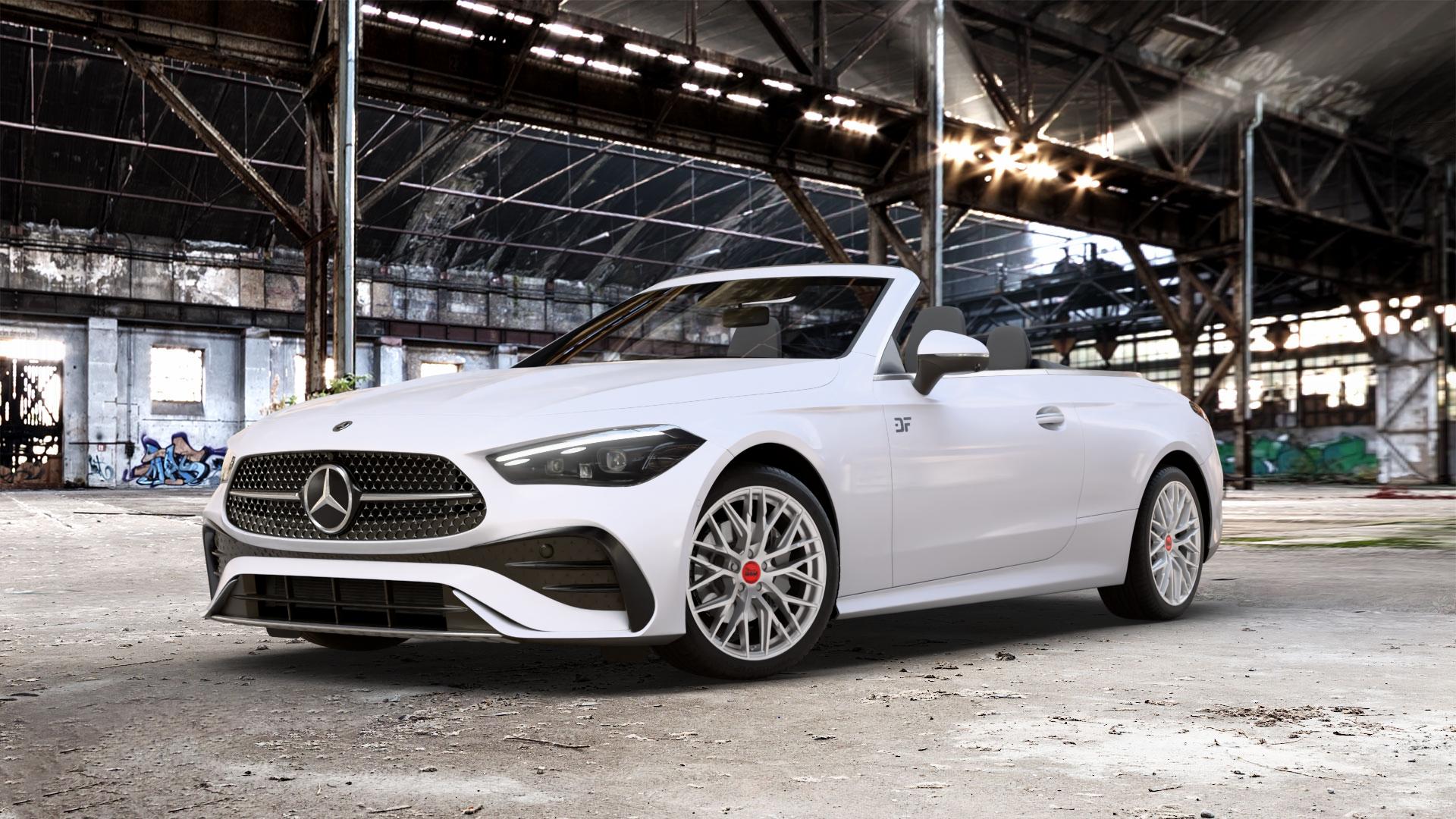 MAM RS4 MATT SILVER PAINTED Felge mit Reifen silber in 19Zoll Winterfelge Alufelge auf weissem Mercedes CLE Typ C236 Cabrio 2,0l 180 125kW Mild-Hybrid (170 PS) 200 150kW (204 4Matic 220d 145kW (197 300 190kW (258 3,0l 450 280kW (381 AMG 53 330kW (449 ⬇️ mit 15mm Tieferlegung ⬇️ Old Industrial Hall_max_5300mm_2024 Frontansicht_1