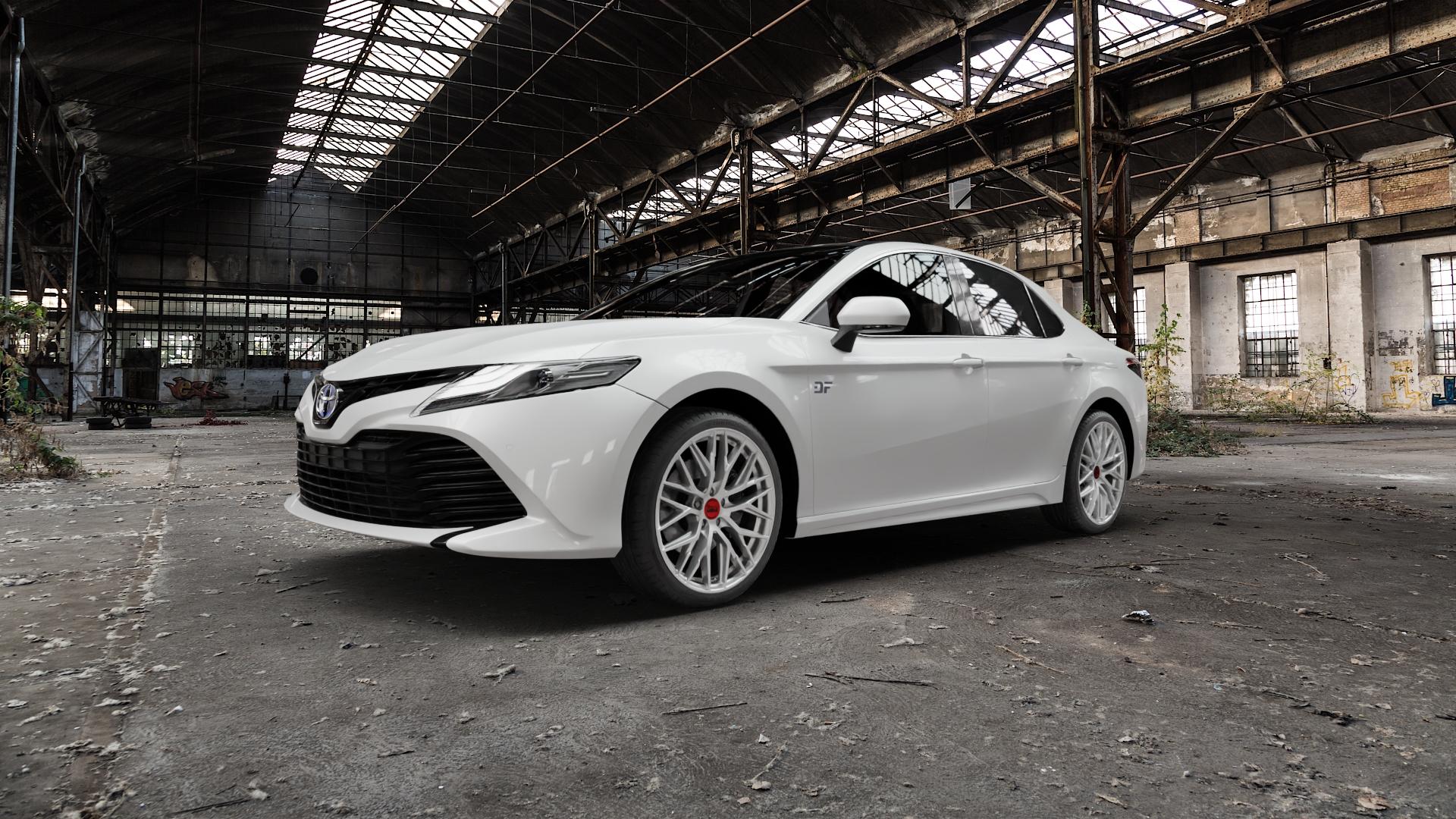 MAM RS4 MATT SILVER PAINTED Felge mit Reifen silber in 19Zoll Winterfelge Alufelge auf weissem Toyota Camry Typ XV7(EU,M) ⬇️ mit 15mm Tieferlegung ⬇️ Old Industrial Hall_max5000mm_2022 Frontansicht_1