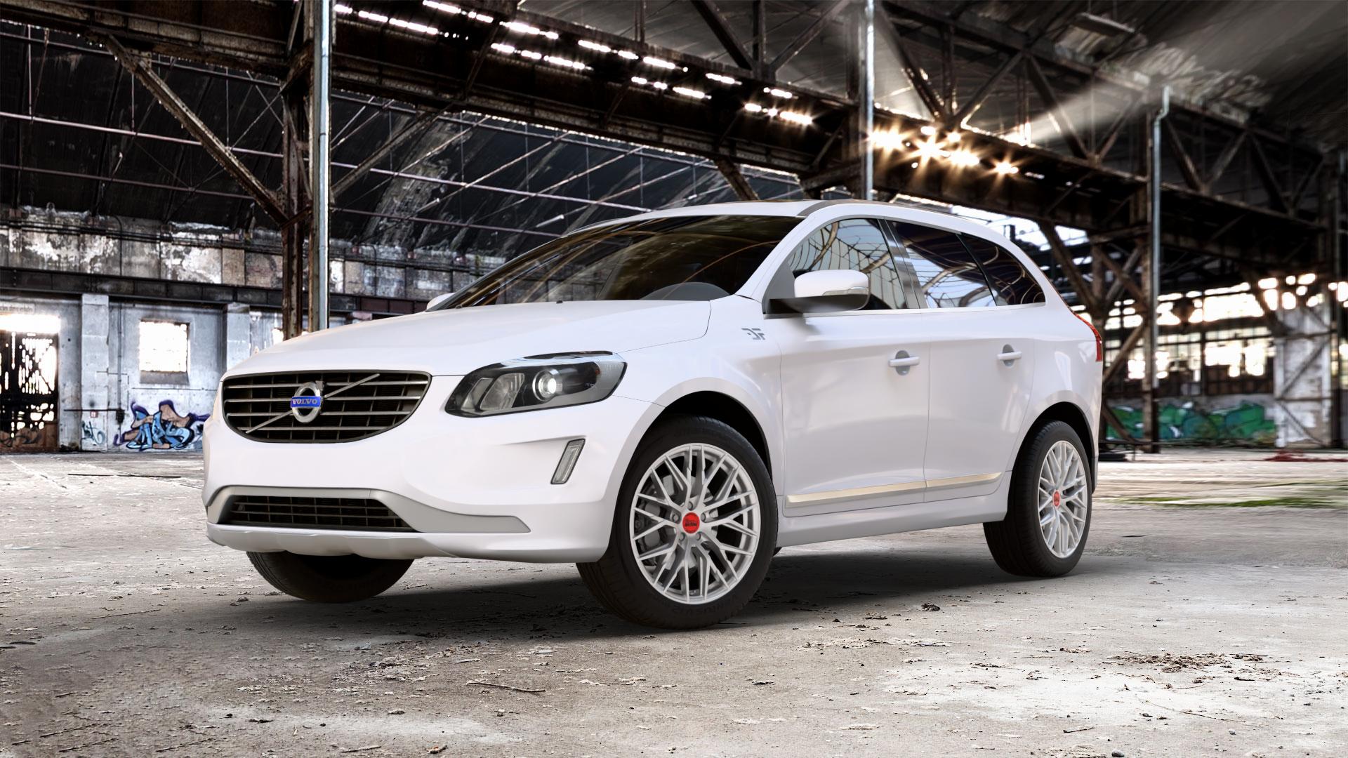 MAM RS4 MATT SILVER PAINTED Felge mit Reifen silber in 19Zoll Winterfelge Alufelge auf weissem Volvo XC60 Typ D Facelift ⬇️ mit 15mm Tieferlegung ⬇️ Old Industrial Hall_max_5300mm_2024 Frontansicht_1