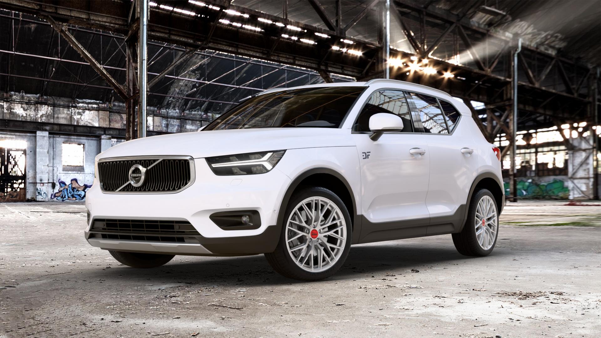 MAM RS4 MATT SILVER PAINTED Felge mit Reifen silber in 20Zoll Winterfelge Alufelge auf weissem Volvo XC40 Typ X ⬇️ mit 15mm Tieferlegung ⬇️ Old Industrial Hall_max_5300mm_2024 Frontansicht_1