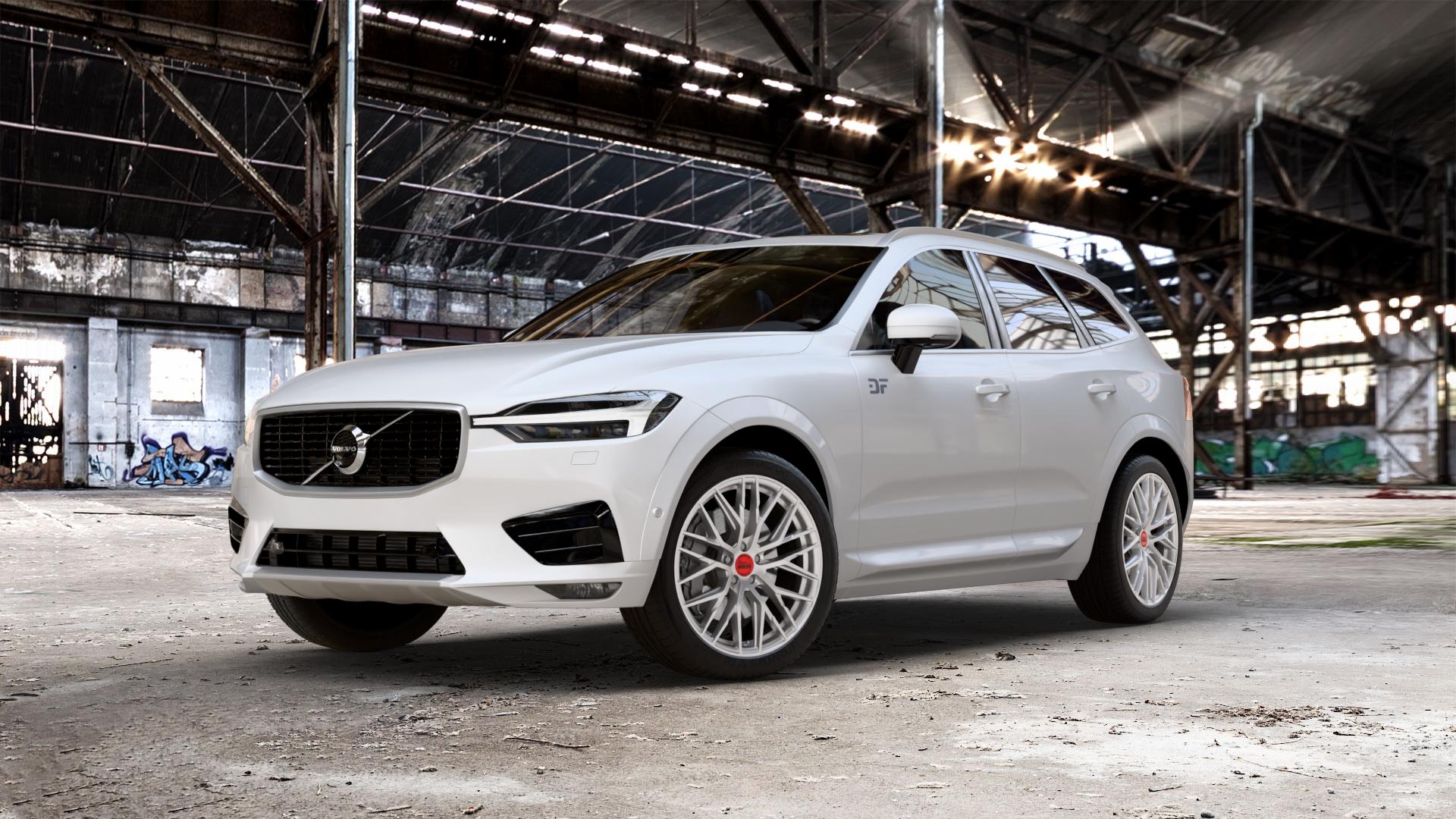MAM RS4 MATT SILVER PAINTED Felge mit Reifen silber in 20Zoll Winterfelge Alufelge auf weissem Volvo XC60 Typ U ⬇️ mit 15mm Tieferlegung ⬇️ Old Industrial Hall_max_5300mm_2024 Frontansicht_1