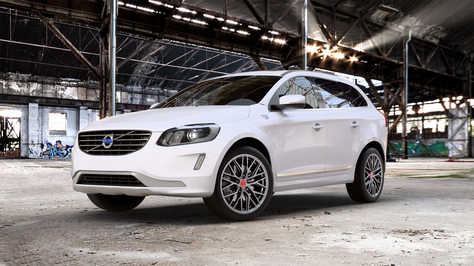 MAM RS4 PALLADIUM PAINTED Felge mit Reifen grau anthrazit in 20Zoll Winterfelge Alufelge auf weissem Volvo XC60 Typ D Facelift ⬇️ mit 15mm Tieferlegung ⬇️ Old Industrial Hall_max_5300mm_2024 Frontansicht_1