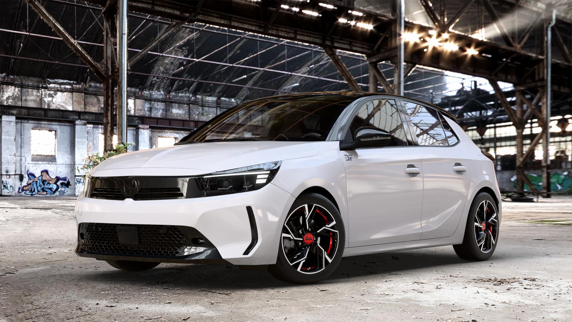 MAM RS5 BLACK FRONT POLISH RED INSIDE Felge mit Reifen silber schwarz rot mehrfarbig in 16Zoll Winterfelge Alufelge auf weissem Opel Corsa F Typ U Facelift 0,0l 57kW Corsa-e (77 PS) 62kW (84 1,2l Turbo 74kW Mild-Hybrid (101 100kW (136 ⬇️ mit 15mm Tieferlegung ⬇️ Old Industrial Hall_max_4400mm_2024 Frontansicht_1