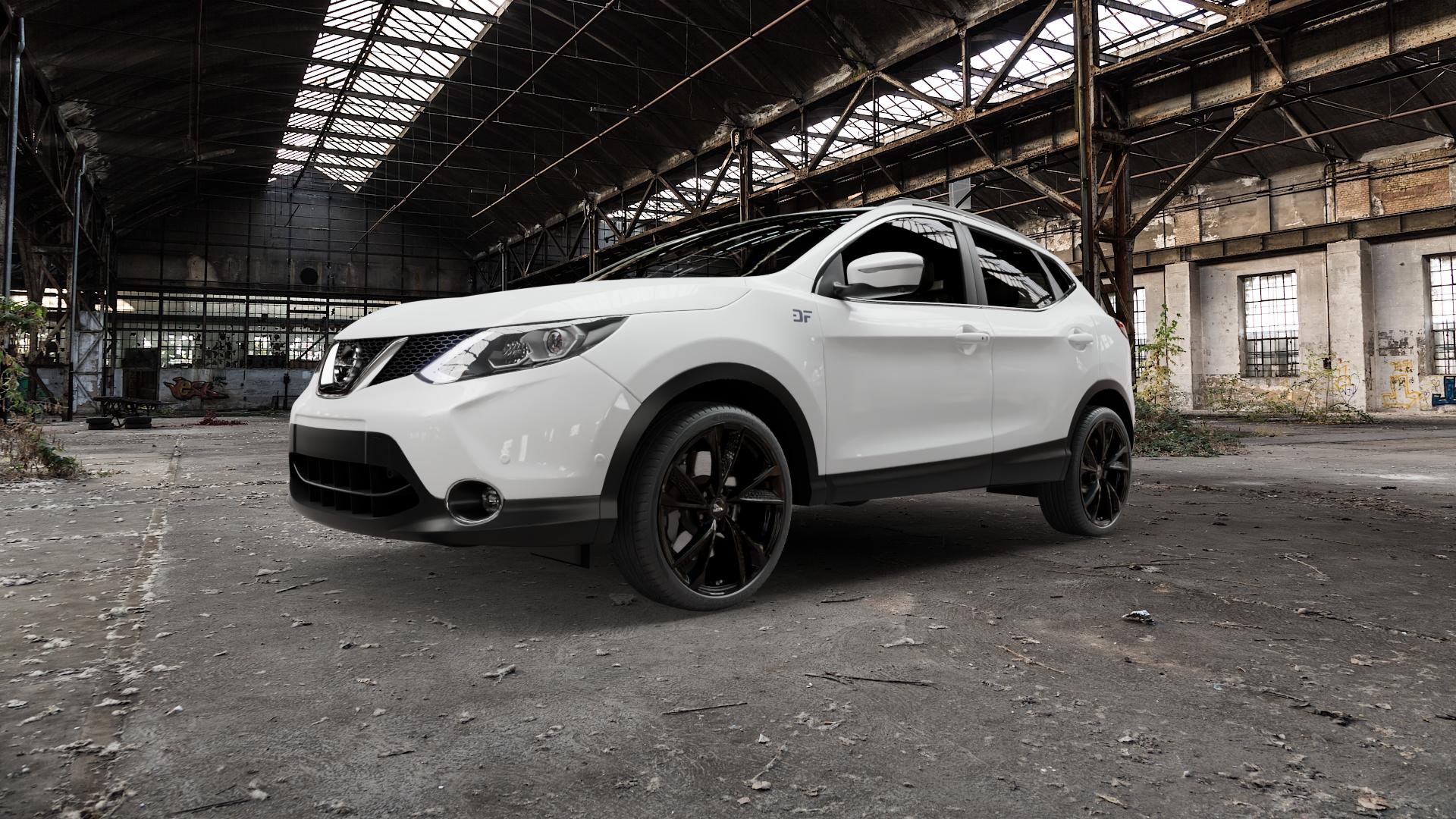 MAM RS6 BLACK PAINTED Felge mit Reifen schwarz mehrfarbig in 20Zoll Winterfelge Alufelge auf weissem Nissan Qashqai Typ J11 Facelift ⬇️ mit 15mm Tieferlegung ⬇️ Old Industrial Hall_max5000mm_2022 Frontansicht_1