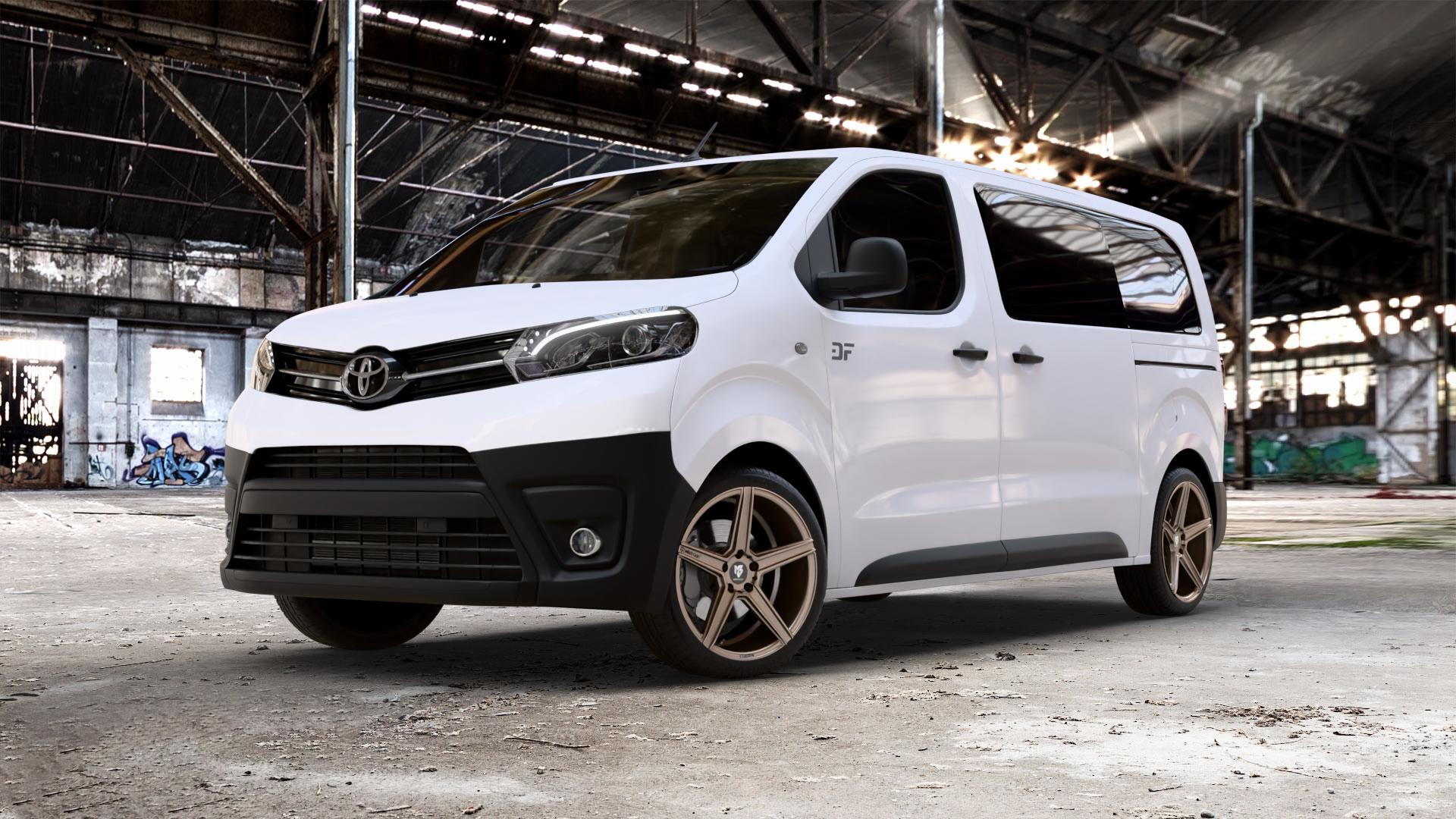 MB-DESIGN KV1 Bronze light matt Felge mit Reifen in 19Zoll Winterfelge Alufelge auf weissem Toyota Proace II Verso Typ V ⬇️ mit 15mm Tieferlegung ⬇️ Old Industrial Hall_max_5300mm_2024 Frontansicht_1