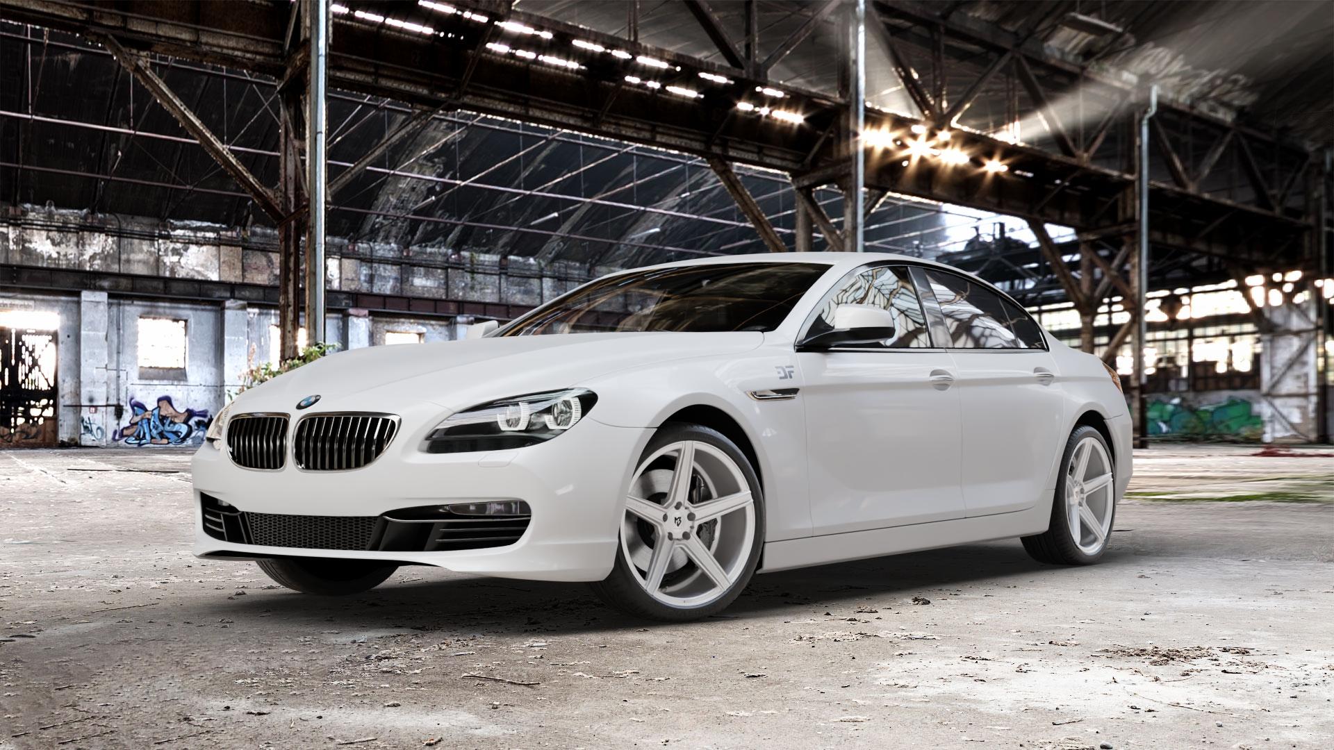 MB-DESIGN KV1 DC Silber Felge mit Reifen in 20Zoll Winterfelge Alufelge auf weissem BMW 6er F06 Gran Coupe (6C) ⬇️ mit 15mm Tieferlegung ⬇️ Old Industrial Hall_max_5300mm_2024 Frontansicht_1