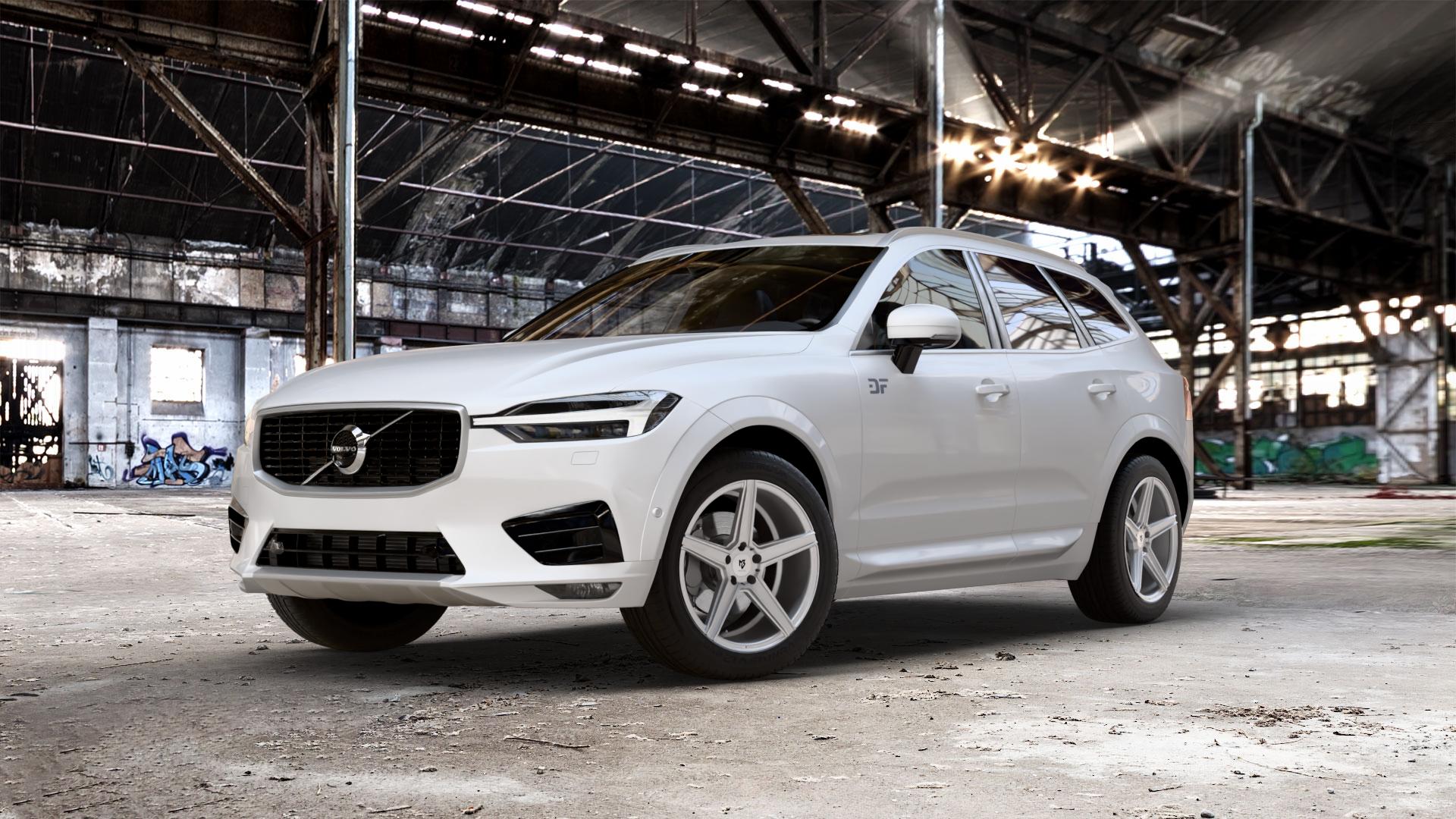 MB-DESIGN KV1 Silber Felge mit Reifen in 19Zoll Winterfelge Alufelge auf weissem Volvo XC60 Typ U ⬇️ mit 15mm Tieferlegung ⬇️ Old Industrial Hall_max_5300mm_2024 Frontansicht_1