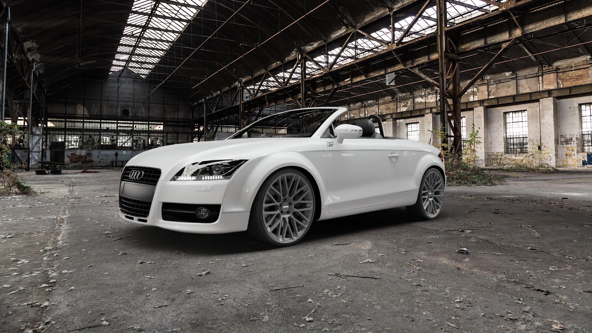 MOMO REVENGE Anthracite matt Felge mit Reifen anthrazit in 20Zoll Winterfelge Alufelge auf weissem Audi TT II Typ 8J (Roadster) ⬇️ mit 15mm Tieferlegung ⬇️ Old Industrial Hall_max5000mm_2022 Frontansicht_1