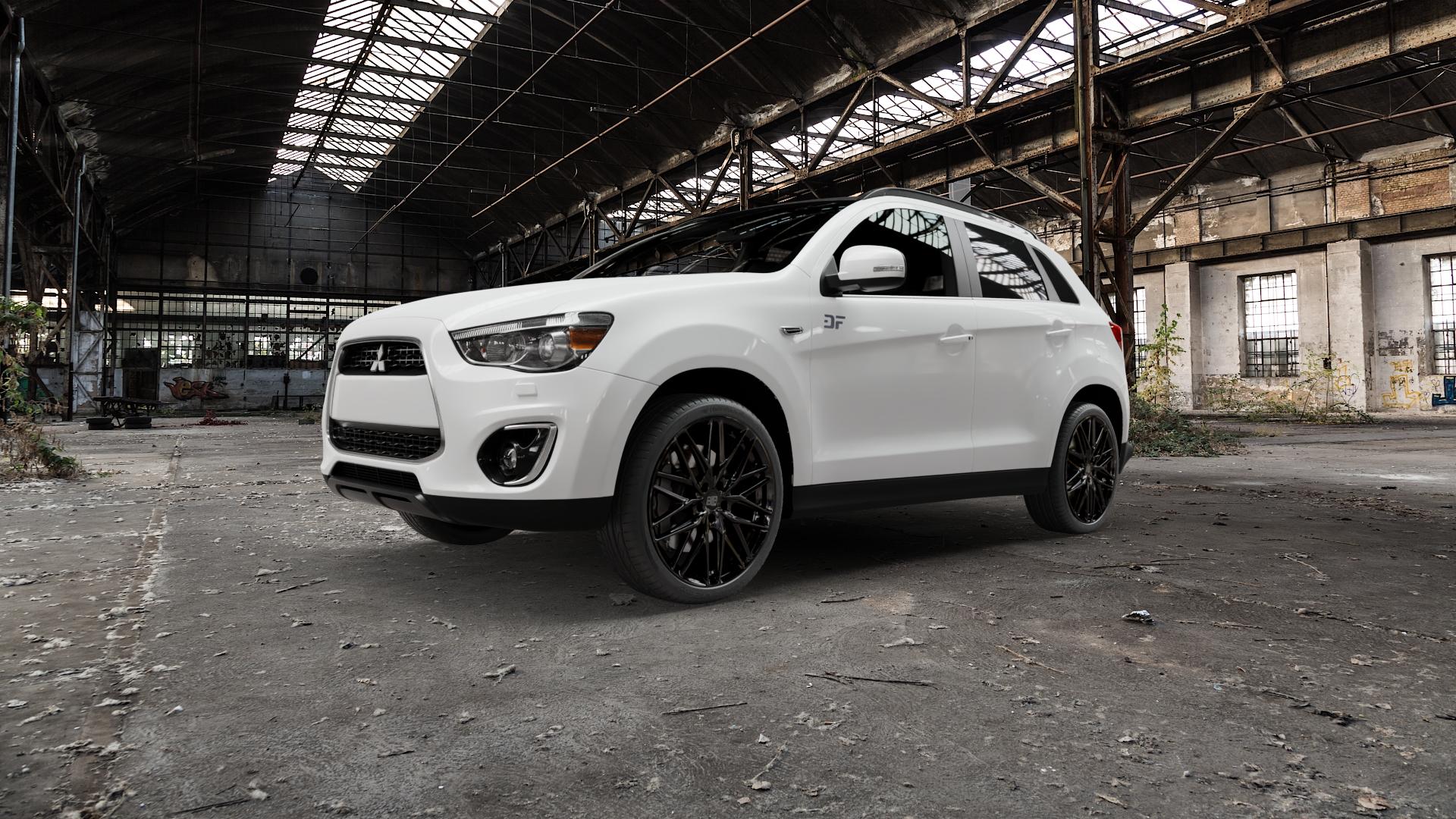 MSW 50 GLOSS BLACK Felge mit Reifen schwarz in 20Zoll Winterfelge Alufelge auf weissem Mitsubishi ASX Typ GA0 Facelift 12-> ⬇️ mit 15mm Tieferlegung ⬇️ Old Industrial Hall_max5000mm_2022 Frontansicht_1