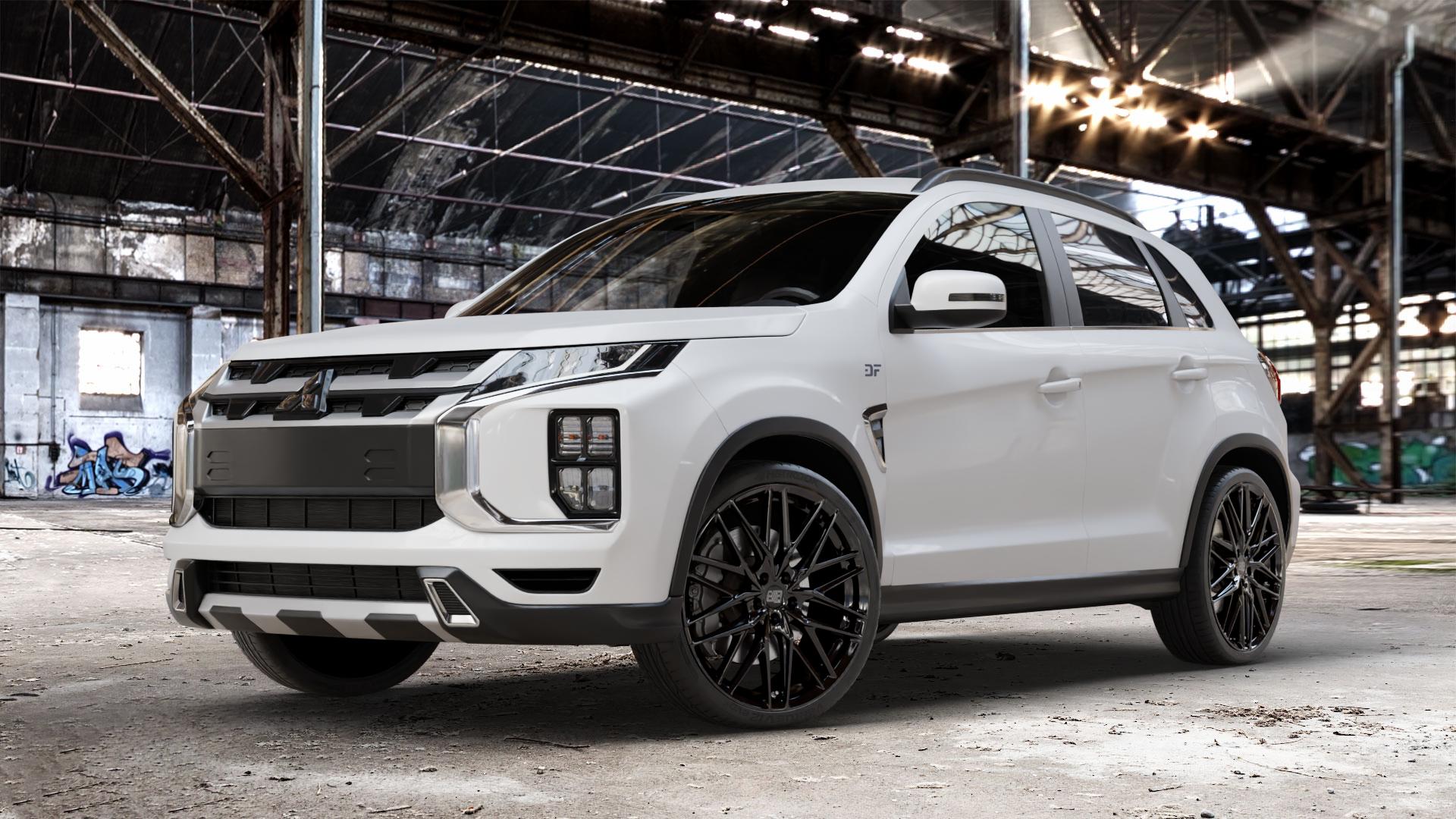 MSW 50 GLOSS BLACK Felge mit Reifen schwarz in 21Zoll Winterfelge Alufelge auf weissem Mitsubishi ASX Typ GA0 Facelift 19-> ⬇️ mit 15mm Tieferlegung ⬇️ Old Industrial Hall_max_4400mm_2024 Frontansicht_1