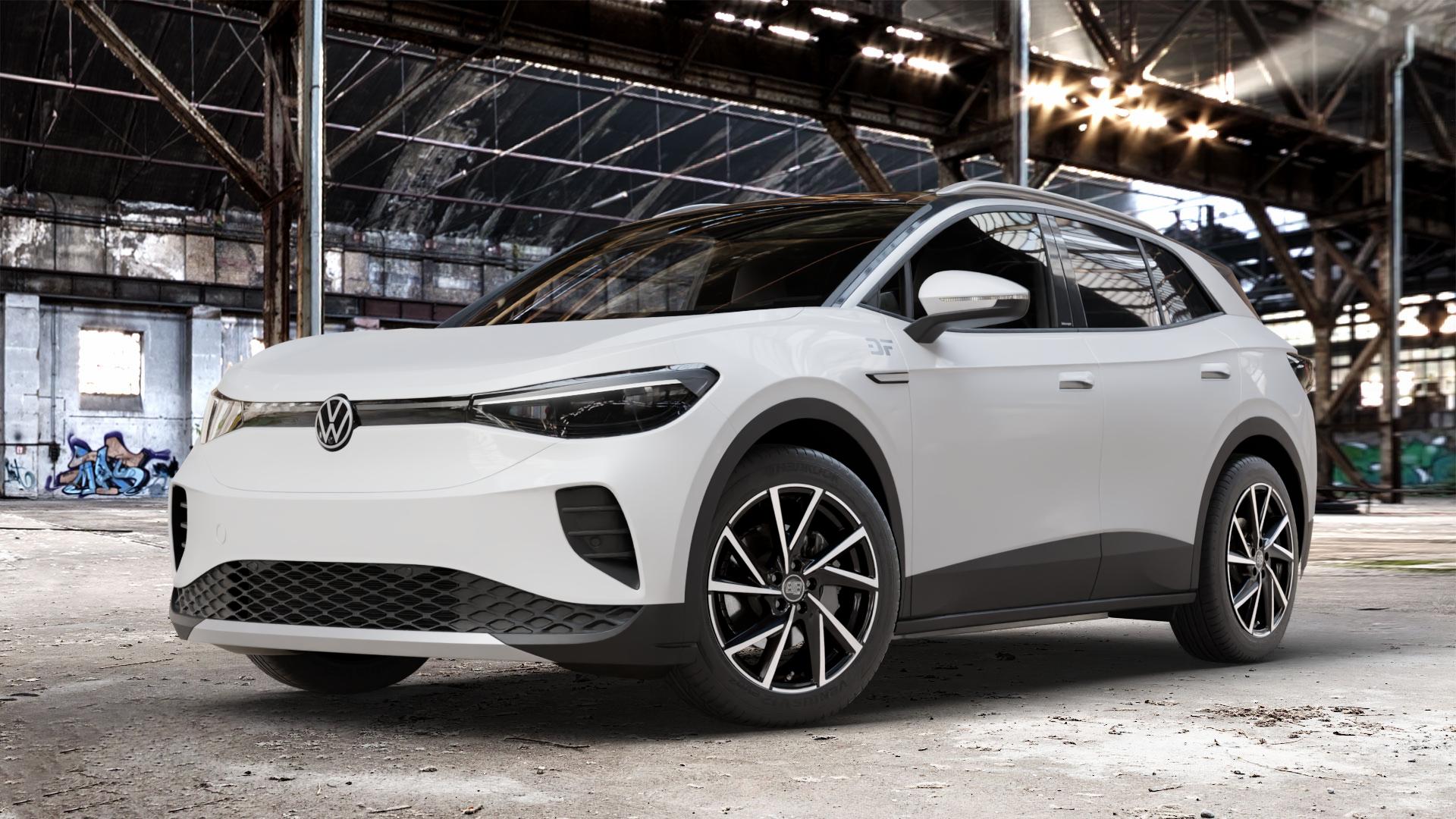 MSW 80/5 GLOSS BLACK FULL POLISHED Felge mit Reifen silber schwarz in 19Zoll Winterfelge Alufelge auf weissem Volkswagen (VW) ID.4 0,0l 70kW PRO (150kW) (95 PS) Pure (109kW) (125kW) (128kW) 77kW 4Motion (195kW) (105 ⬇️ mit 15mm Tieferlegung ⬇️ Old Industrial Hall_max_4400mm_2024 Frontansicht_1