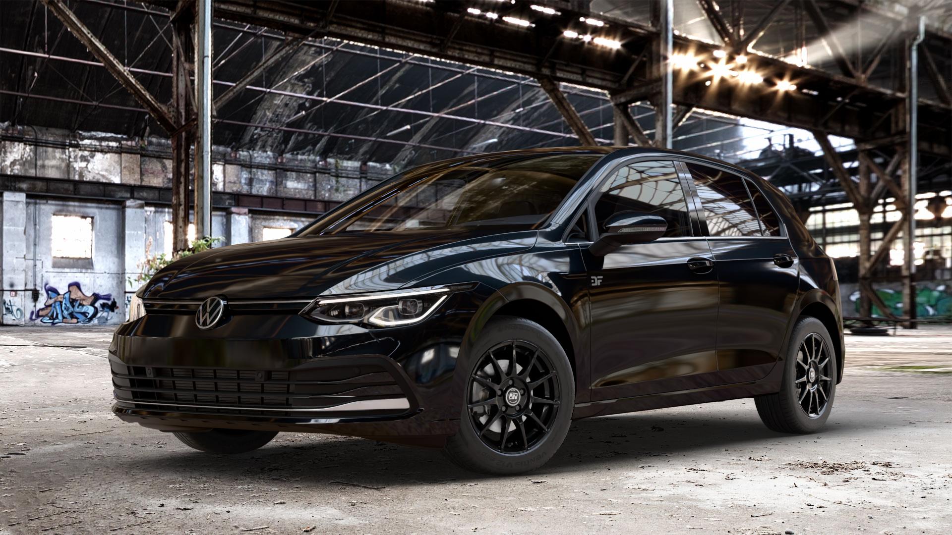 MSW 85 GLOSS BLACK Felge mit Reifen schwarz in 16Zoll Winterfelge Alufelge auf metallic schwarzem Volkswagen (VW) Golf 8 1,5l TSI 96kW (131 PS) 110kW (150 2,0l TDI 85kW (116 Mild-Hybrid 1,0l 81kW (110 66kW (90 1,4l Hybrid TGI 4Motion 140kW (190 ⬇️ mit 15mm Tieferlegung ⬇️ Old Industrial Hall_max_4400mm_2024 Frontansicht_1
