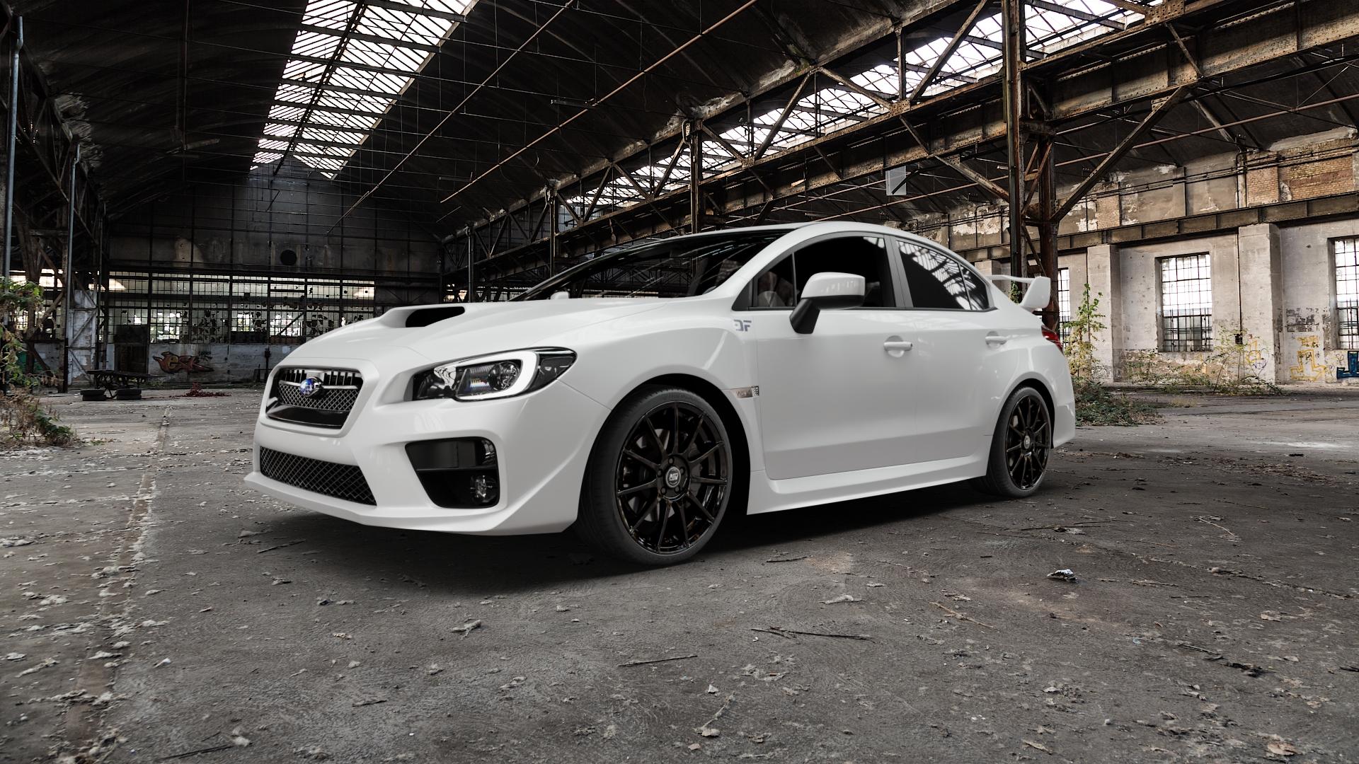 MSW 85 GLOSS BLACK Felge mit Reifen schwarz in 19Zoll Winterfelge Alufelge auf weissem Subaru WRX Typ V1 2,5l STI AWD 221kW (300 PS) ⬇️ mit 15mm Tieferlegung ⬇️ Old Industrial Hall_max5000mm_2022 Frontansicht_1