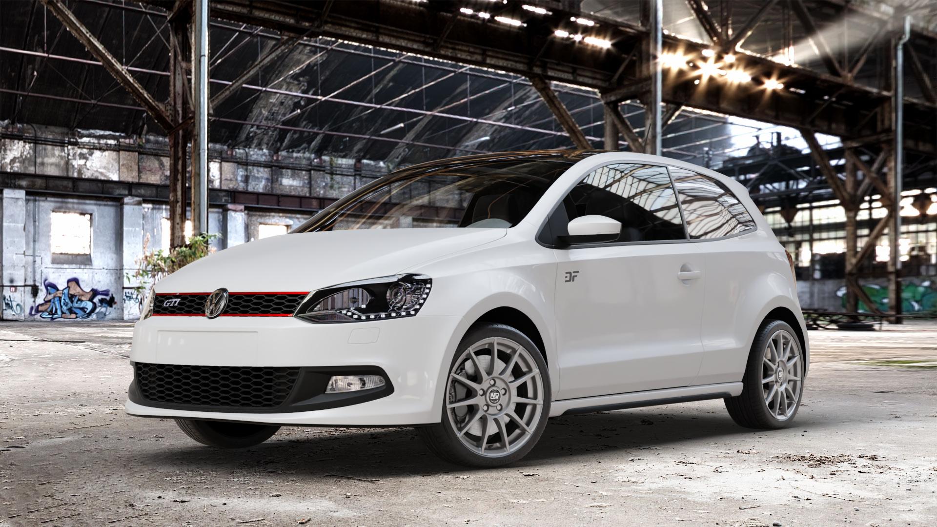 MSW 85 MATT GRAPHITE Felge mit Reifen grau in 17Zoll Winterfelge Alufelge auf weissem Volkswagen (VW) Polo V Typ 6R 1,4l TSI GTI 132kW (179 PS) ⬇️ mit 15mm Tieferlegung ⬇️ Old Industrial Hall_max_4400mm_2024 Frontansicht_1