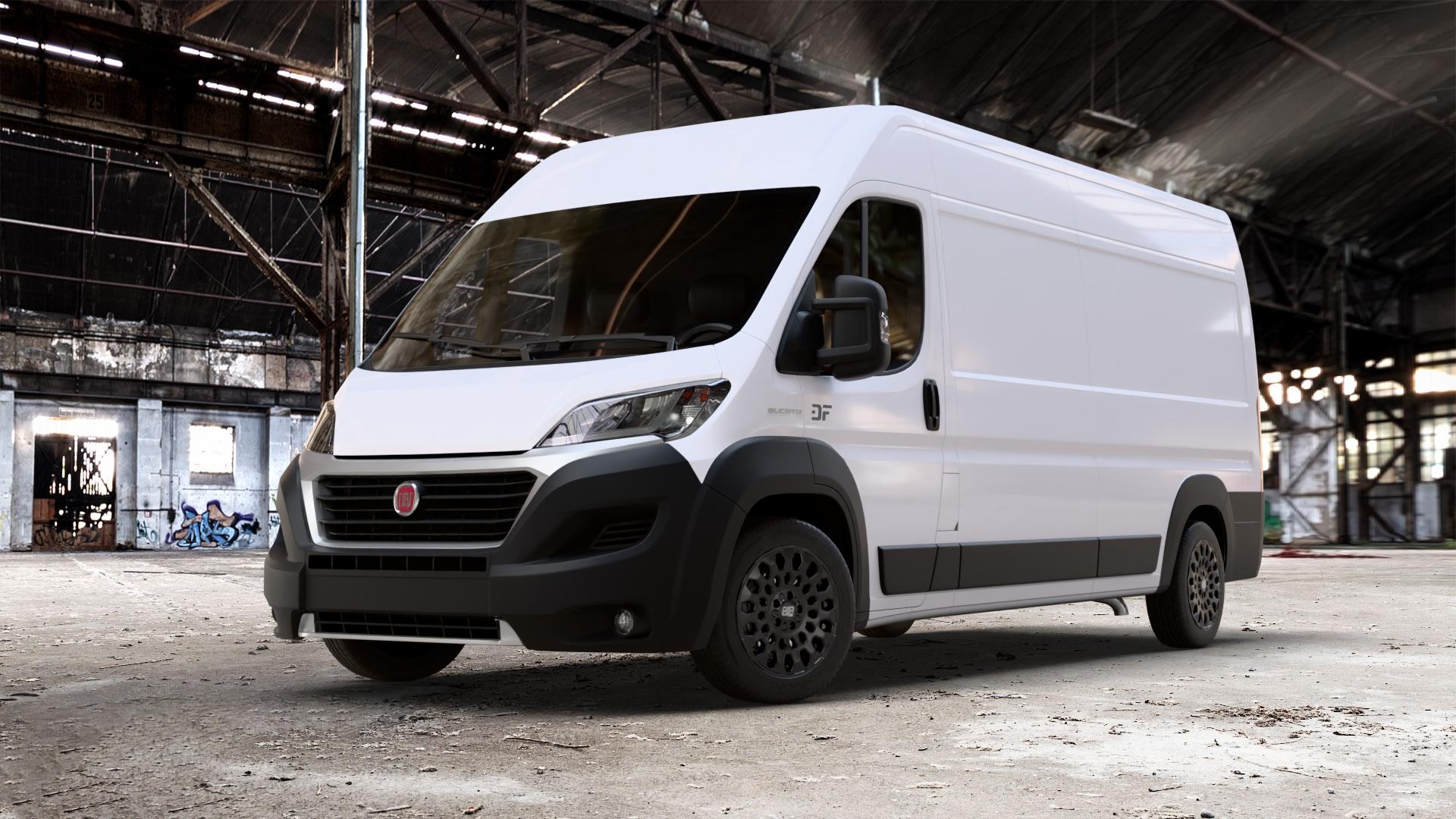 MSW 99 MATT BLACK Felge mit Reifen schwarz schwarz matt in 18Zoll Winterfelge Alufelge auf weissem Fiat Ducato Kasten Typ 250 Facelift 2,0l D 85kW 115 Multijet (116 PS) 2,3l 110kW 150 (150 130kW 180 (177 96kW 130 (131 ⬇️ mit 15mm Tieferlegung ⬇️ Old Industrial Hall_max_7000mm_2024 Frontansicht_1