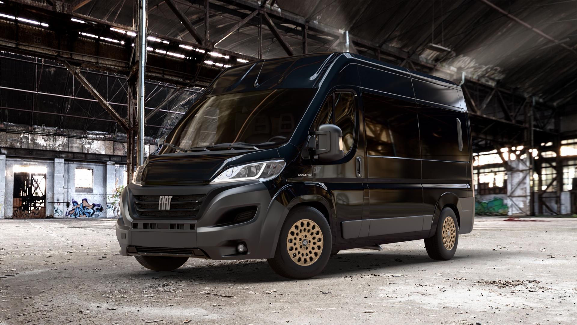 MSW 99 MATT BRONZE Felge mit Reifen in 16Zoll Winterfelge Alufelge auf schwarzem metallic Fiat Ducato Bus Typ 250 Facelift 22-> ⬇️ mit 15mm Tieferlegung ⬇️ Old Industrial Hall_max_7000mm_2024 Frontansicht_1