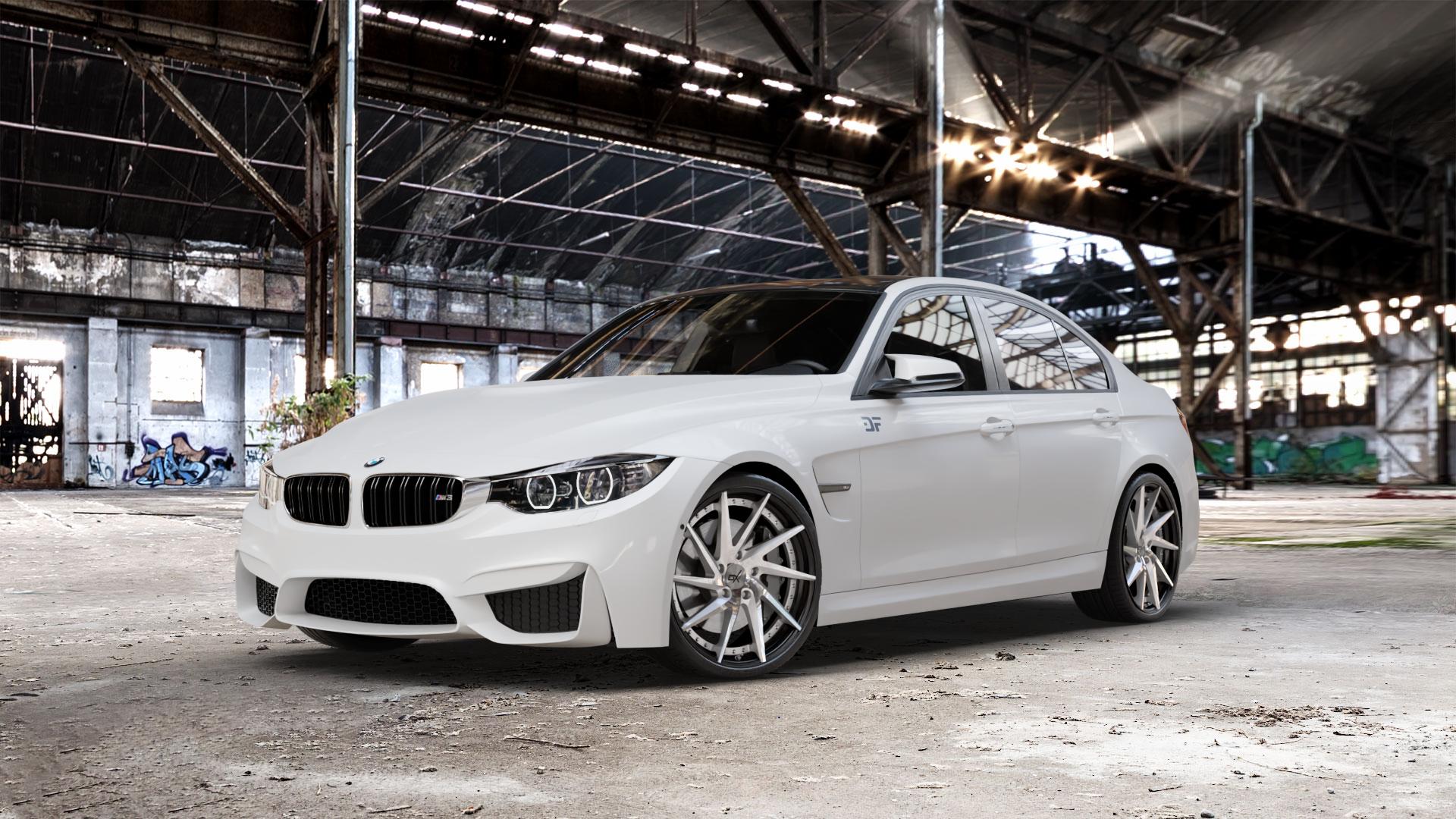 OXFORGED MP1 silver brush, lip polish Felge mit Reifen silber in 20Zoll Alufelge auf weissem BMW M3 Typ F80 (Limousine) CS ⬇️ mit 15mm Tieferlegung ⬇️ Old Industrial Hall_max_5300mm_2024 Frontansicht_1
