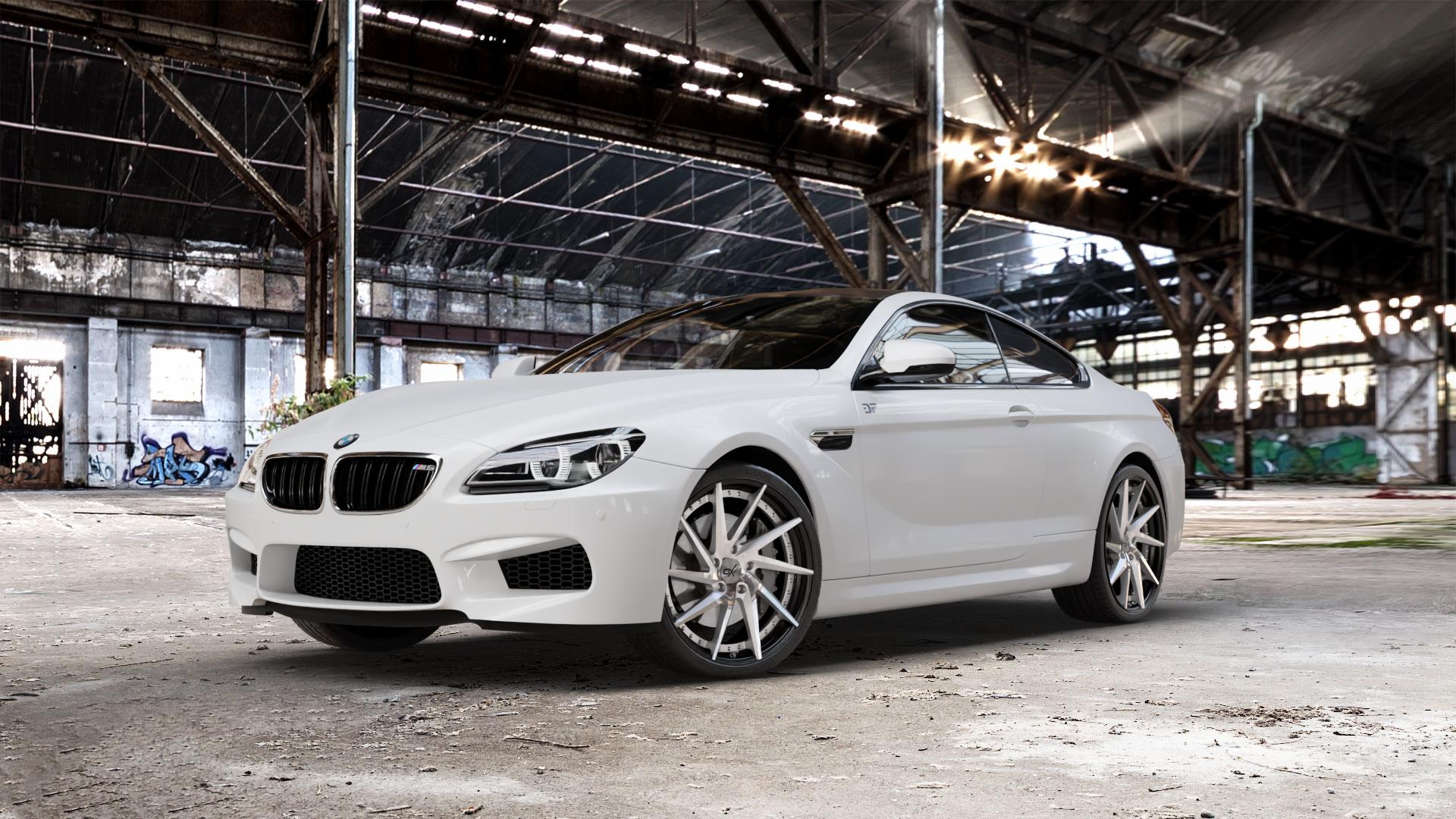 OXFORGED MP1 silver brush, lip polish Felge mit Reifen silber in 21Zoll Alufelge auf weissem BMW M6 Typ F13 (Coupe) 4,4l 412kW (560 PS) 423kW Competition (575 441kW Edition 30 (600 E63 6er Coupé (663C) (6C) ⬇️ mit 15mm Tieferlegung ⬇️ Old Industrial Hall_max_5300mm_2024 Frontansicht_1