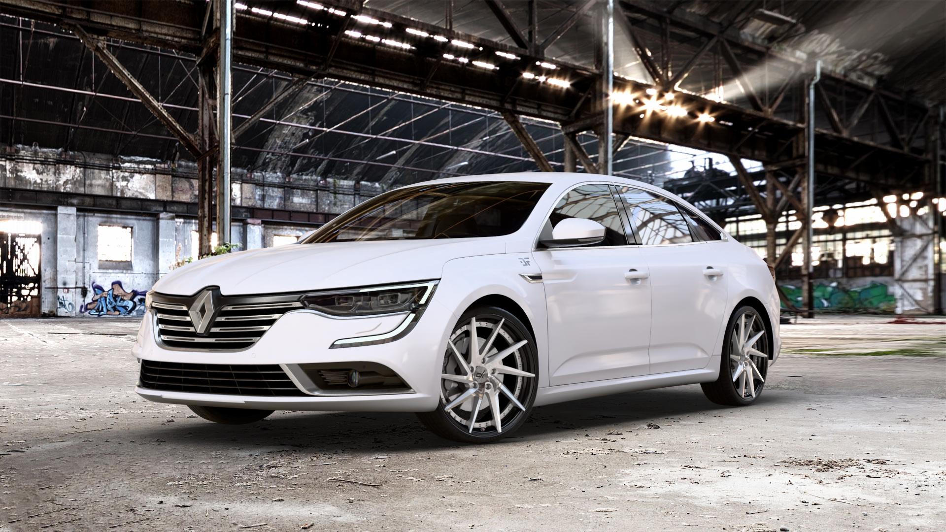 OXFORGED MP1 silver brush, lip polish Felge mit Reifen silber in 21Zoll Alufelge auf weissem Renault Talisman Typ RFD ⬇️ mit 15mm Tieferlegung ⬇️ Old Industrial Hall_max_5300mm_2024 Frontansicht_1