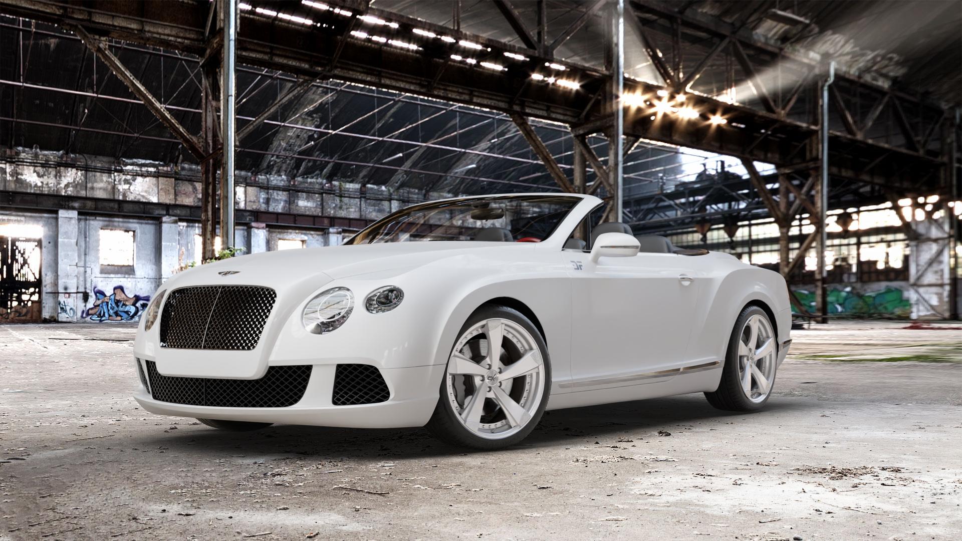OXFORGED MP2 silver brush, lip polish Felge mit Reifen silber in 20Zoll Alufelge auf weissem Bentley Continental GTC Typ 3W ⬇️ mit 15mm Tieferlegung ⬇️ Old Industrial Hall_max_5300mm_2024 Frontansicht_1